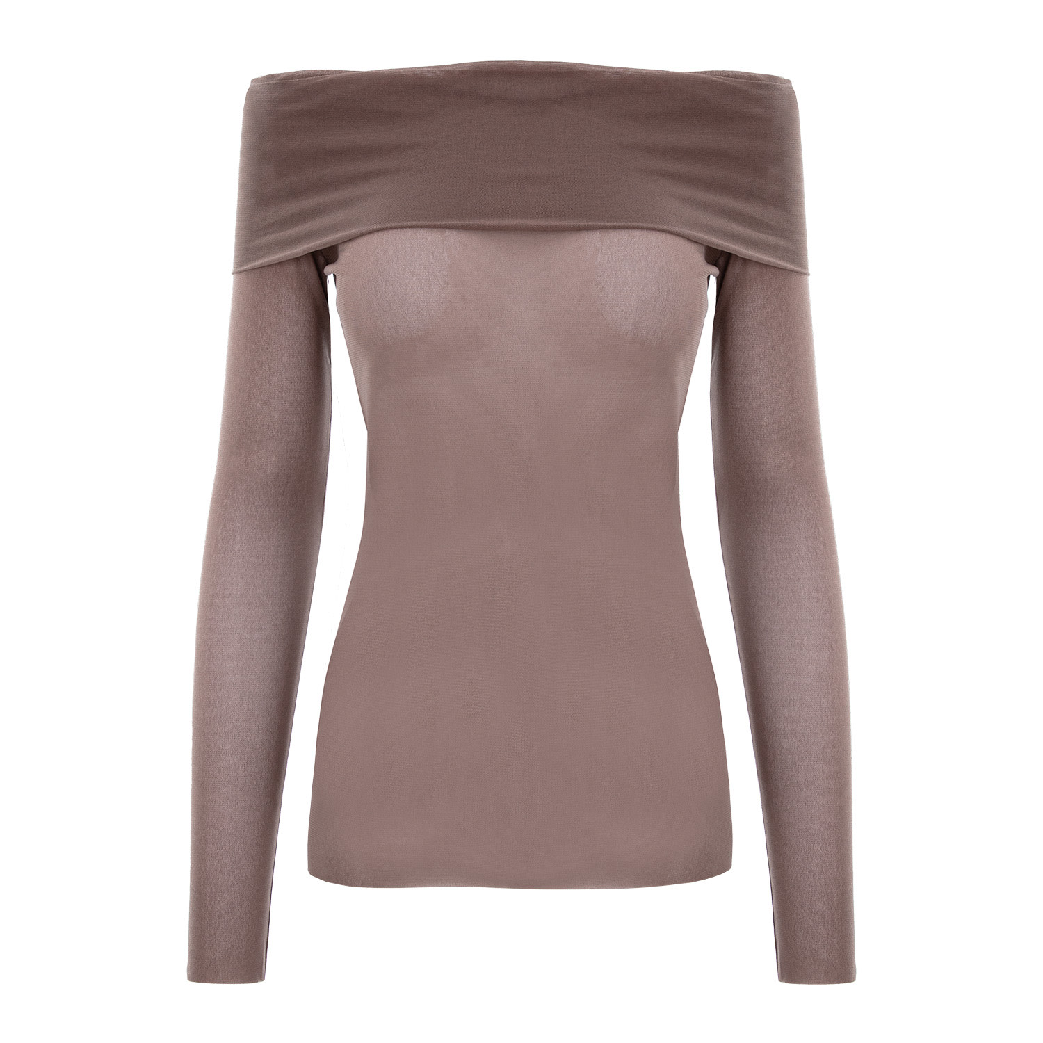 Concept A Trois Women's Neutrals Off Shoulder Nude Tulle Blouse In Brown