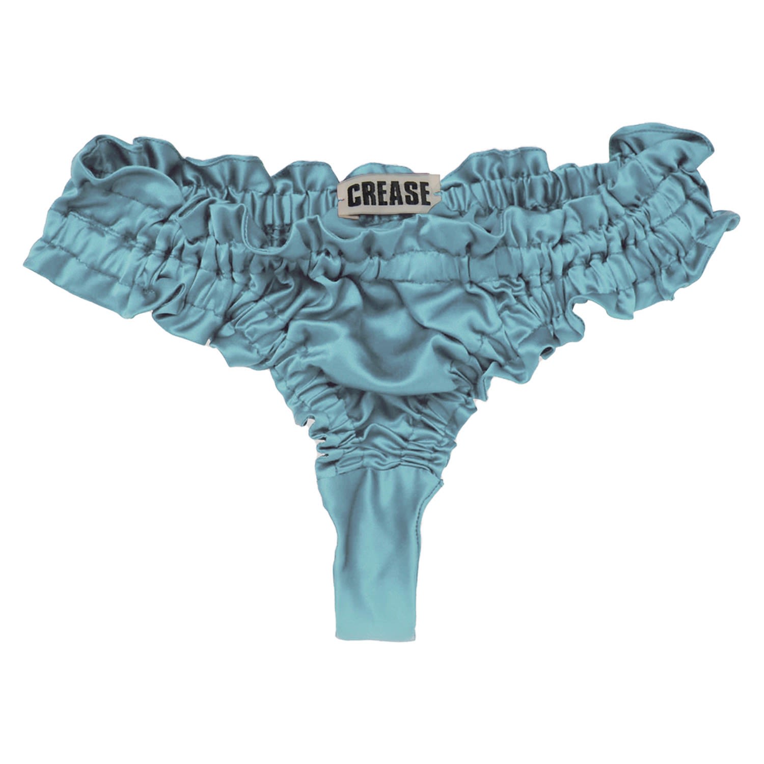 Crease Women's Silk Scalloped Thong - Blue In Blue