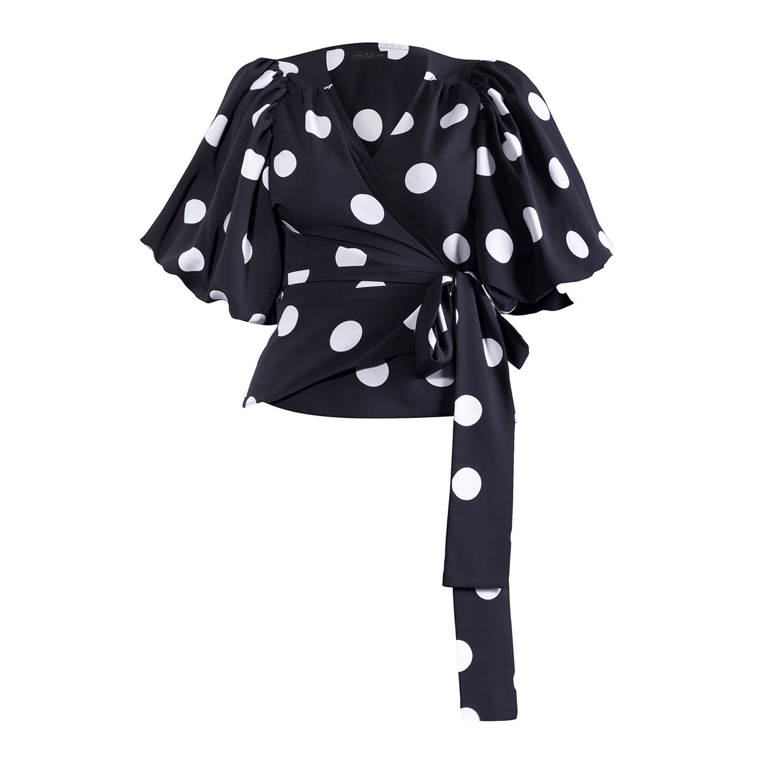 Women’s Anna Black Polkadot Wrap Top Small Meem Label