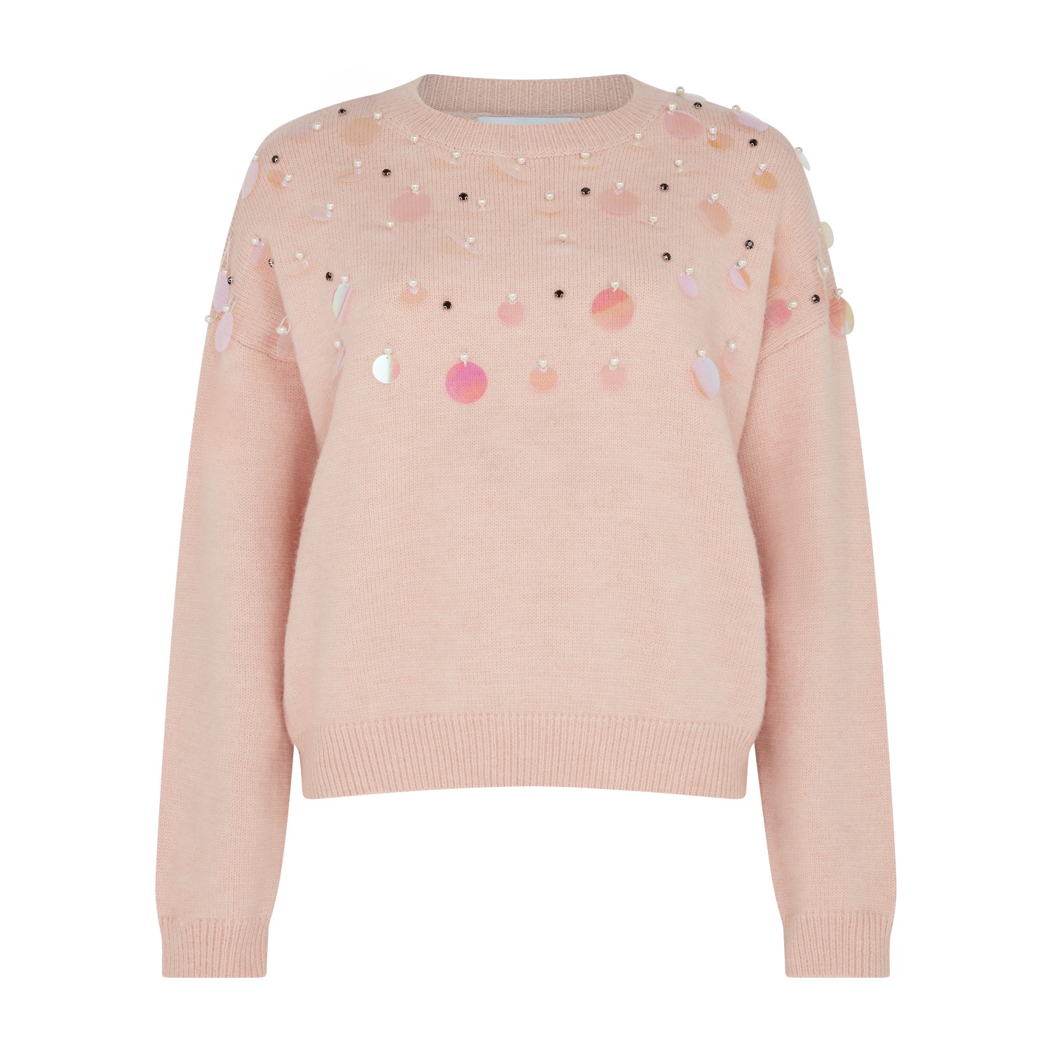 Sour Figs Women's Neutrals / Pink Iridescent Sequin-embellished Jumper In Tropical Peach Pink In Pink