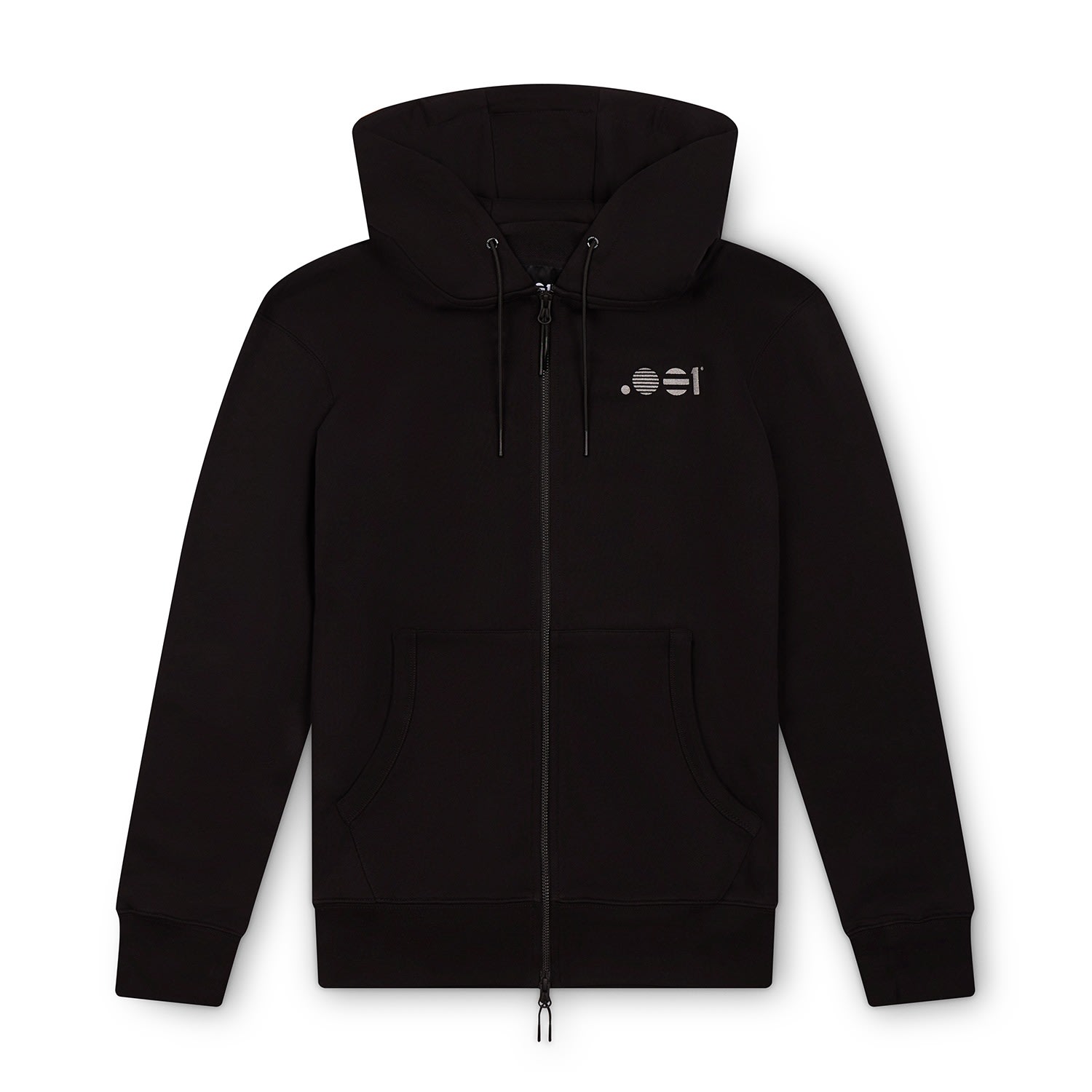 Black Mens Zip Logo Hoodie Medium Point Zero Zero One