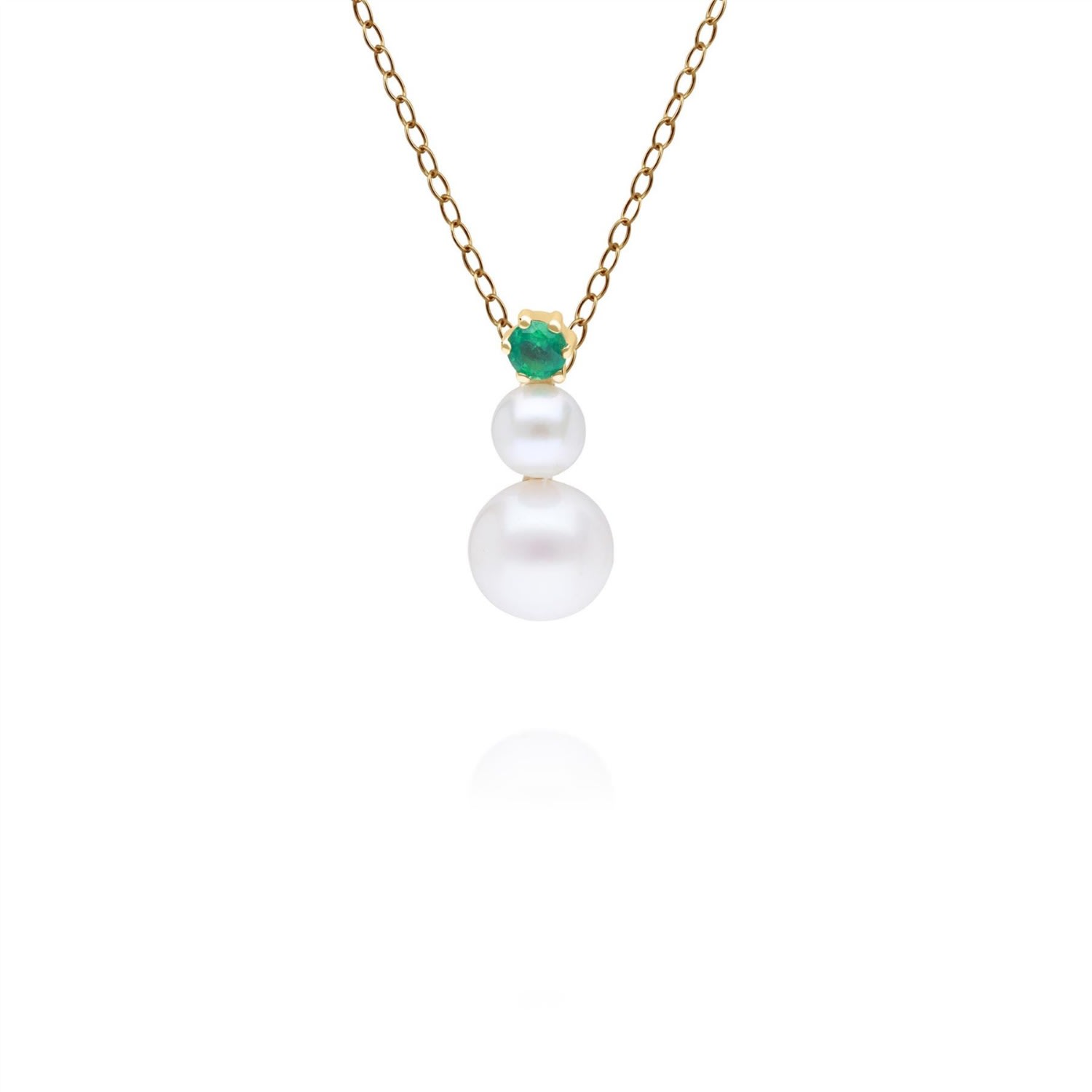 Women’s Gold / Green Pearls & Round Emerald Pendant In Yellow Gold Gemondo