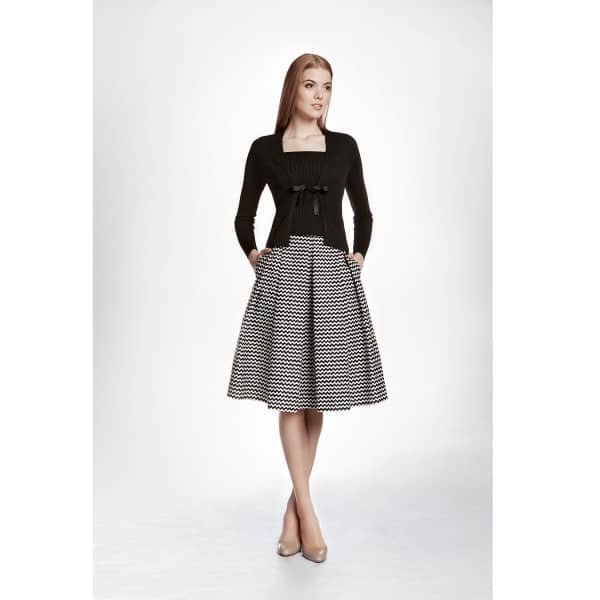 Rumour London Ravello Chevron Midi Skirt In Midi