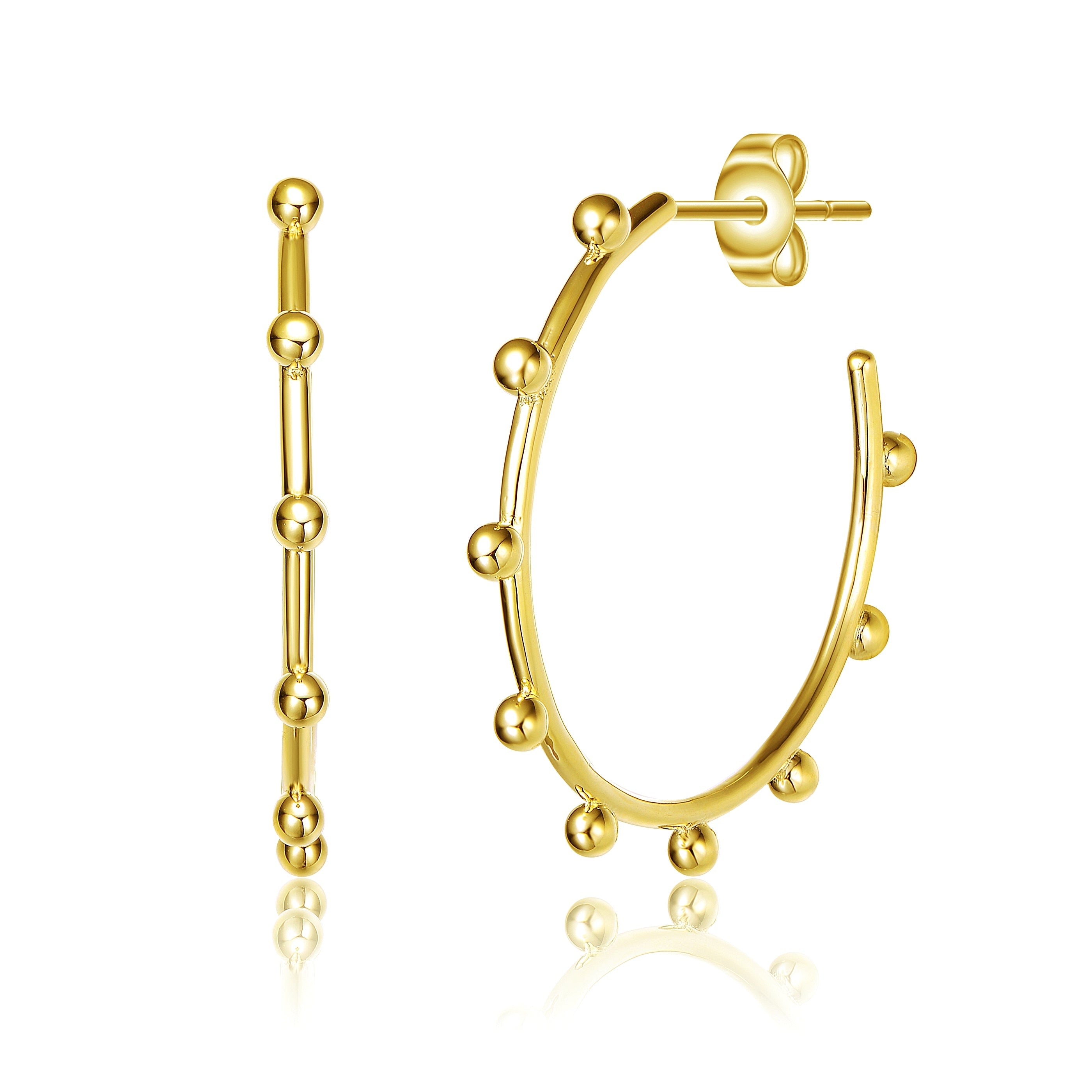 Women’s Rachel Glauber Gold Plated Beaded Open Hoop Earrings Genevive Jewelry