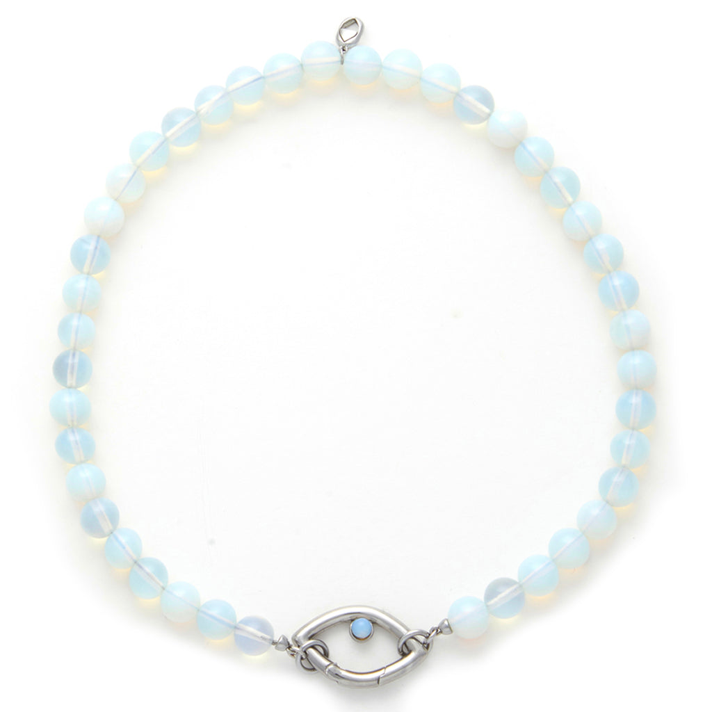 Men’s Blue / Silver Eye Opener Opalite Necklace-Silver Capsule Eleven