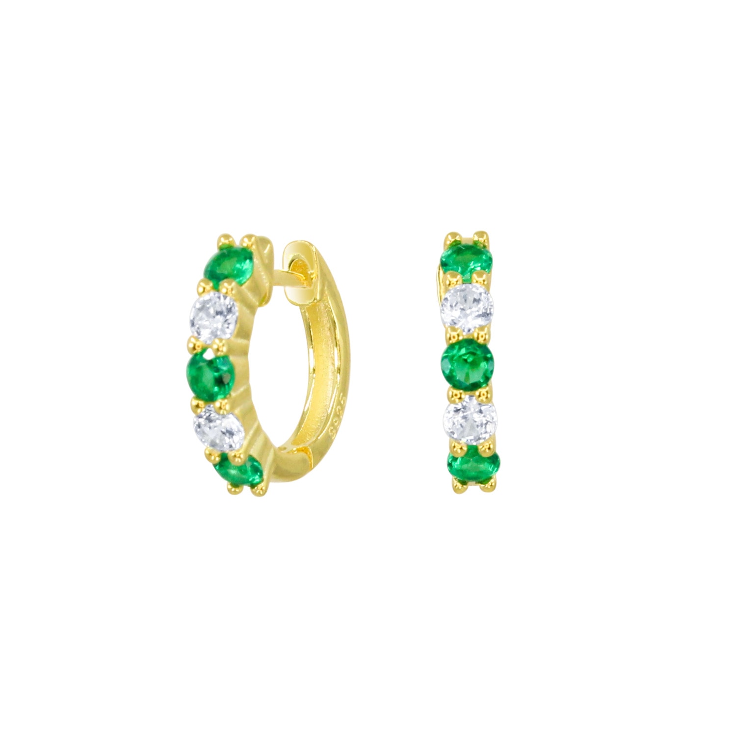 Women’s Gold / Green Emerald Daze Gold Hoop Earrings Lucky Eleven