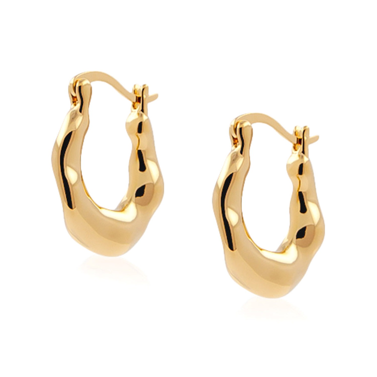 Cote Cache Women's Gold Wave Hoop Earrings