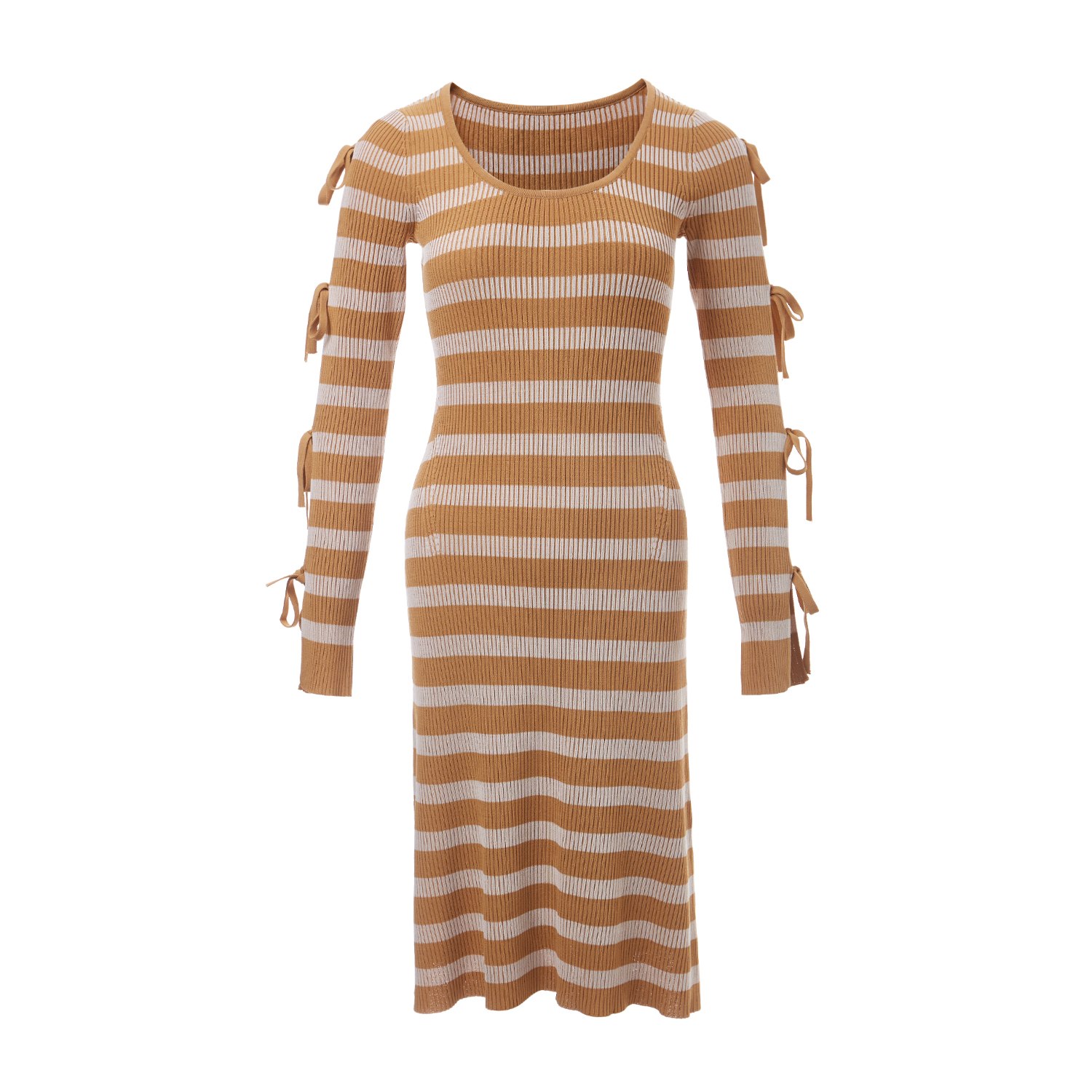 Women’s Neutrals / Gold Fully Fashioning Alexandra Lacing Knit Dress L