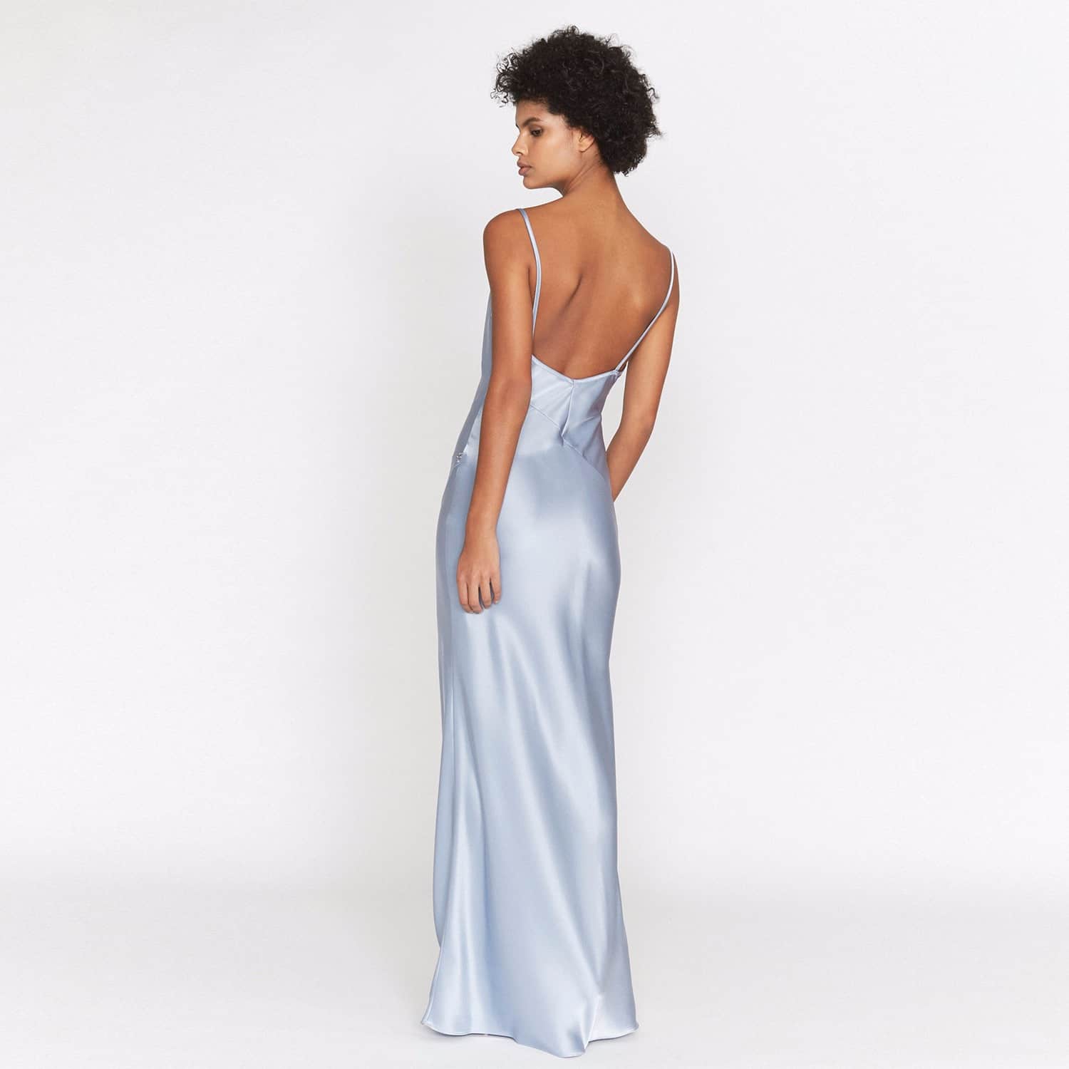 ice blue satin dress