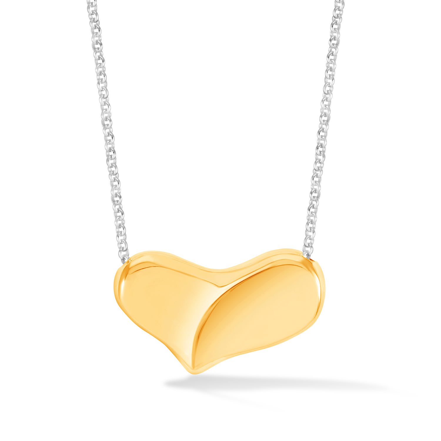 Dower & Hall Women's Gold / Silver Large Puff Heart Pendant In Two Tones