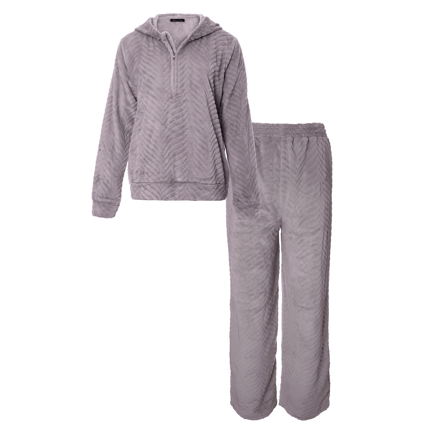 Pretty You Cosy Chevron Co-ord Lounge Suit In Shale Grey In Grey