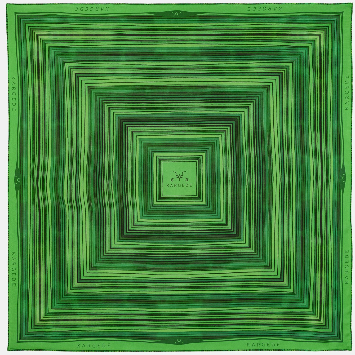 Kargede Women's Green Silk Scarf – Designer, Striped, Square In Green