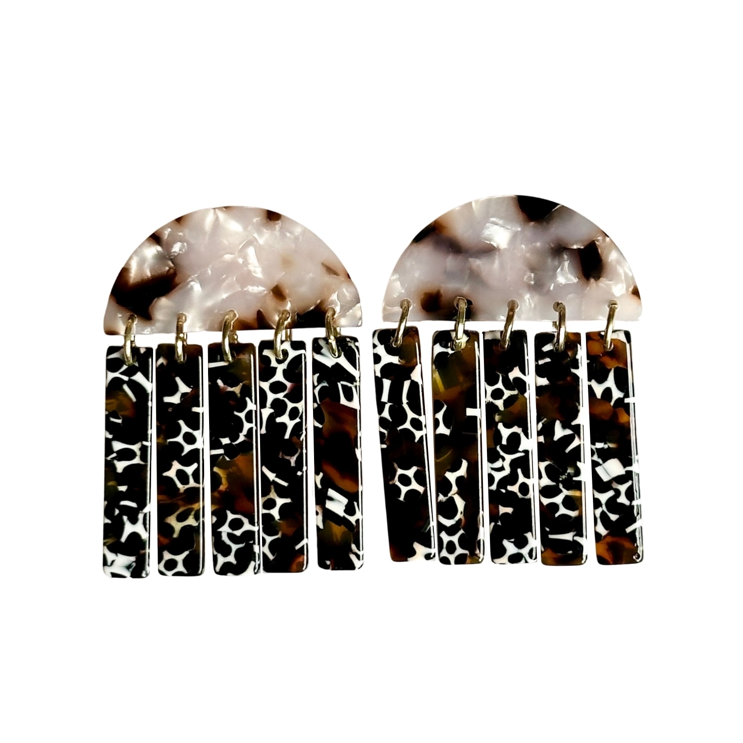Closet Rehab Women's Neutrals / Black / Brown Fringe Earrings In Stargazer