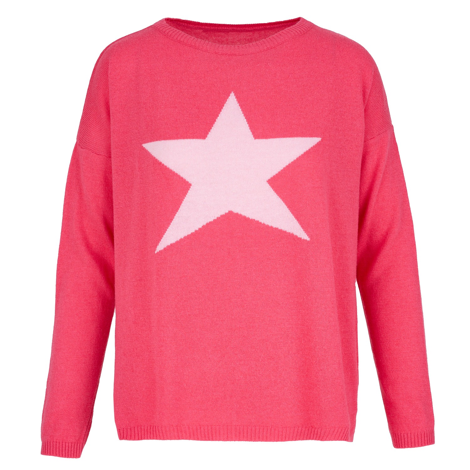 Women’s Pink / Purple Cashmere Mix Sweater In Coral With Pink Star One Size At Last...