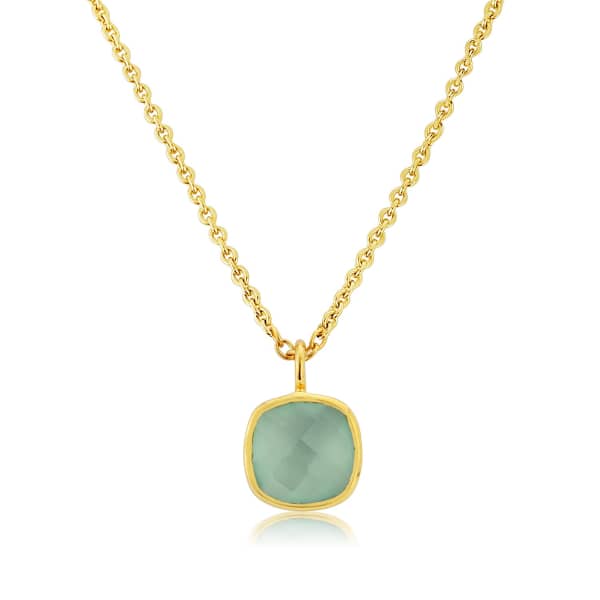 Auree Jewellery Brooklyn Gold Vermeil & Aqua Chalcedony Necklace