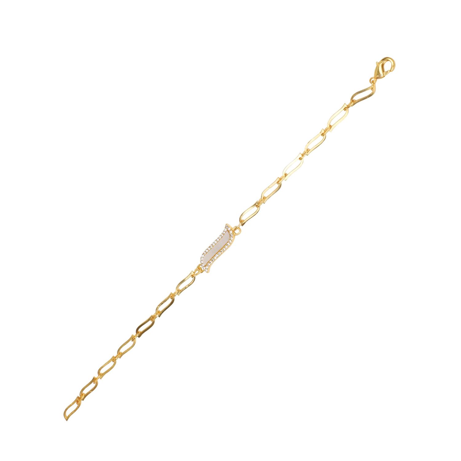 Lila Rasa Women's Gold Link Bracelet Mother Of Pearl Wave Symphony In Gold