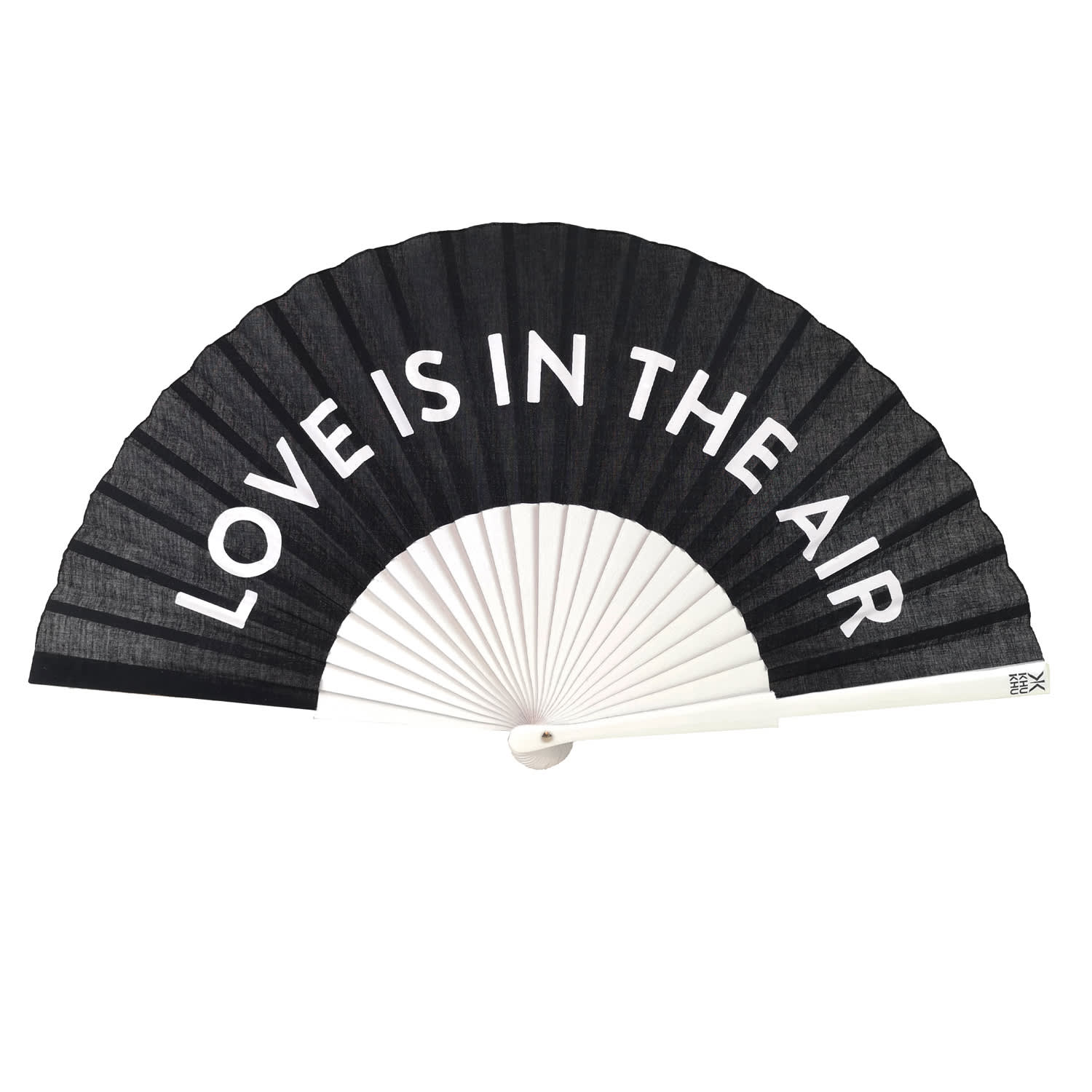 Khu Khu  White / Black Love Is In The Air Hand Fan