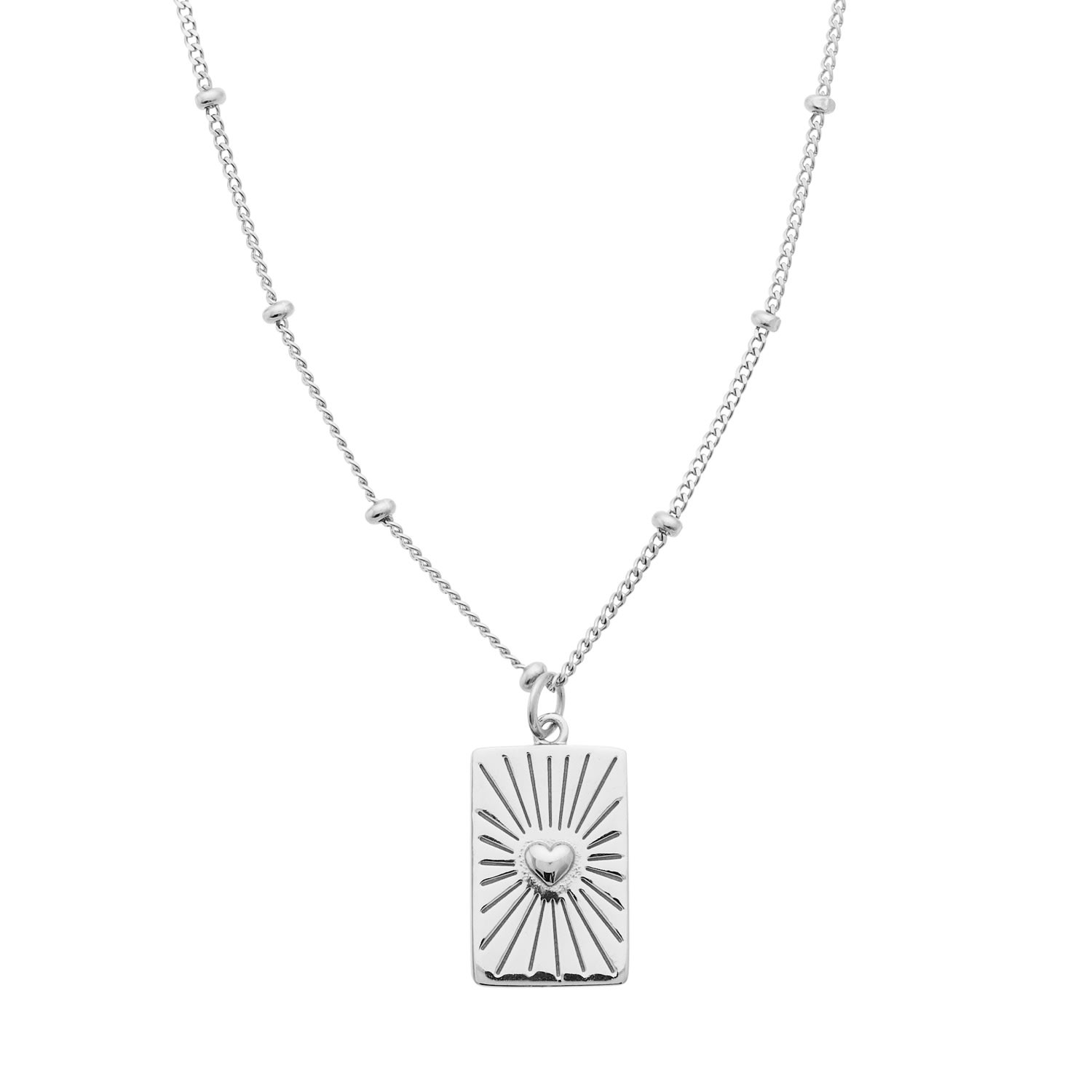 Women’s Heart Plaque Pendant Necklace Silver Cartilage Cartel