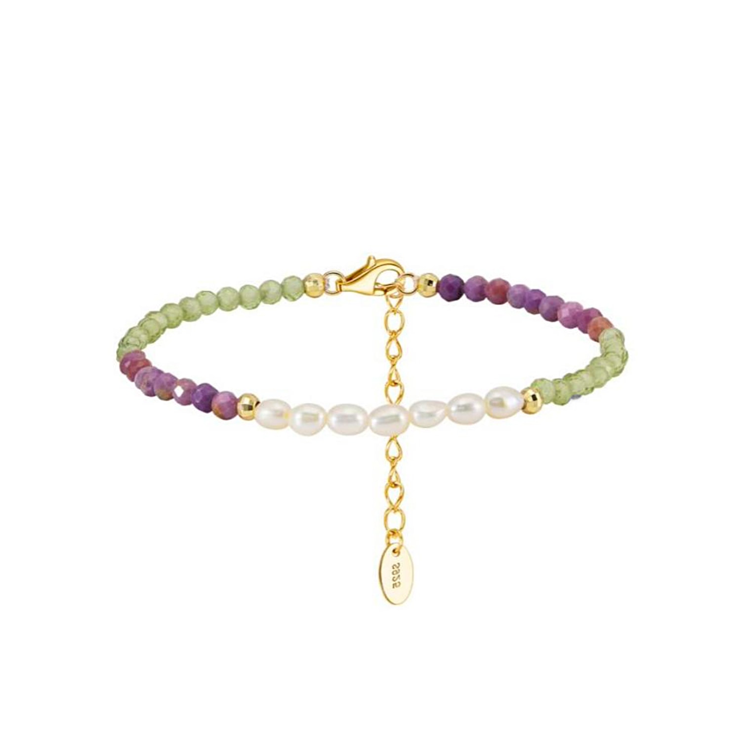 Shaded The Label Women's Purple / Green / Gold Lunari Purple Mica & Pearl Beaded Bracelet