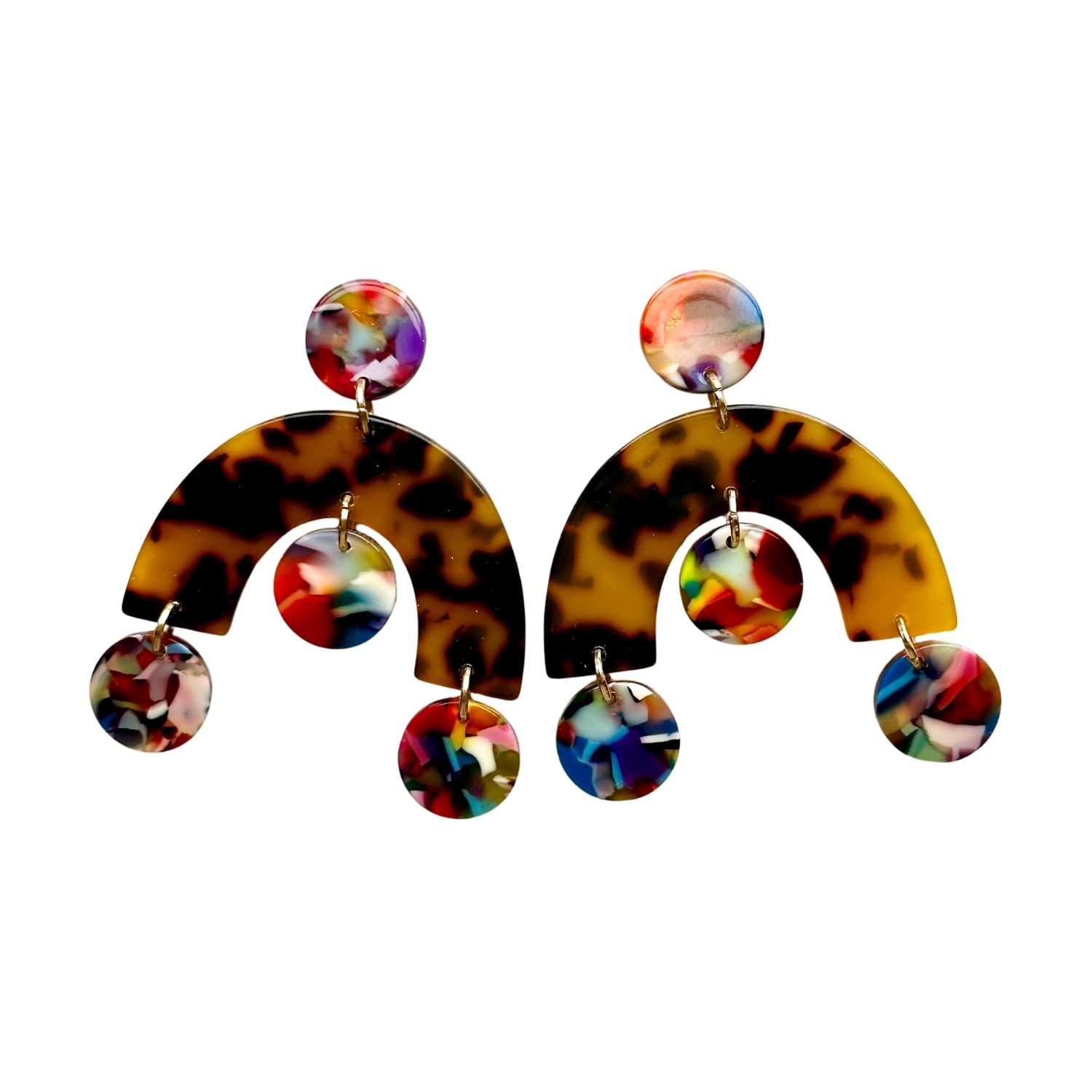 Closet Rehab Women's Black / Brown Arch Drop Earrings In Rainbow