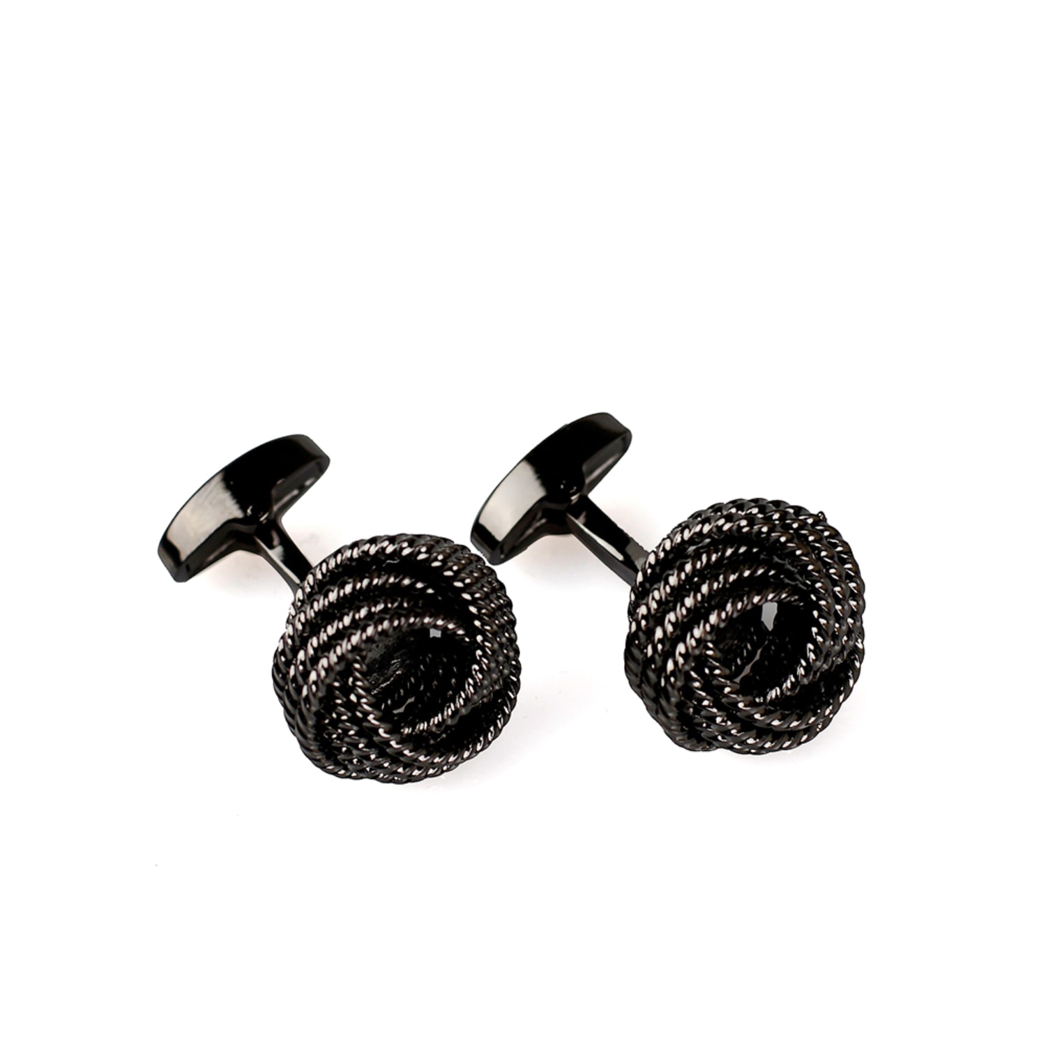 Men's Neutrals Black Knotted Cufflink - Matte | David Wej