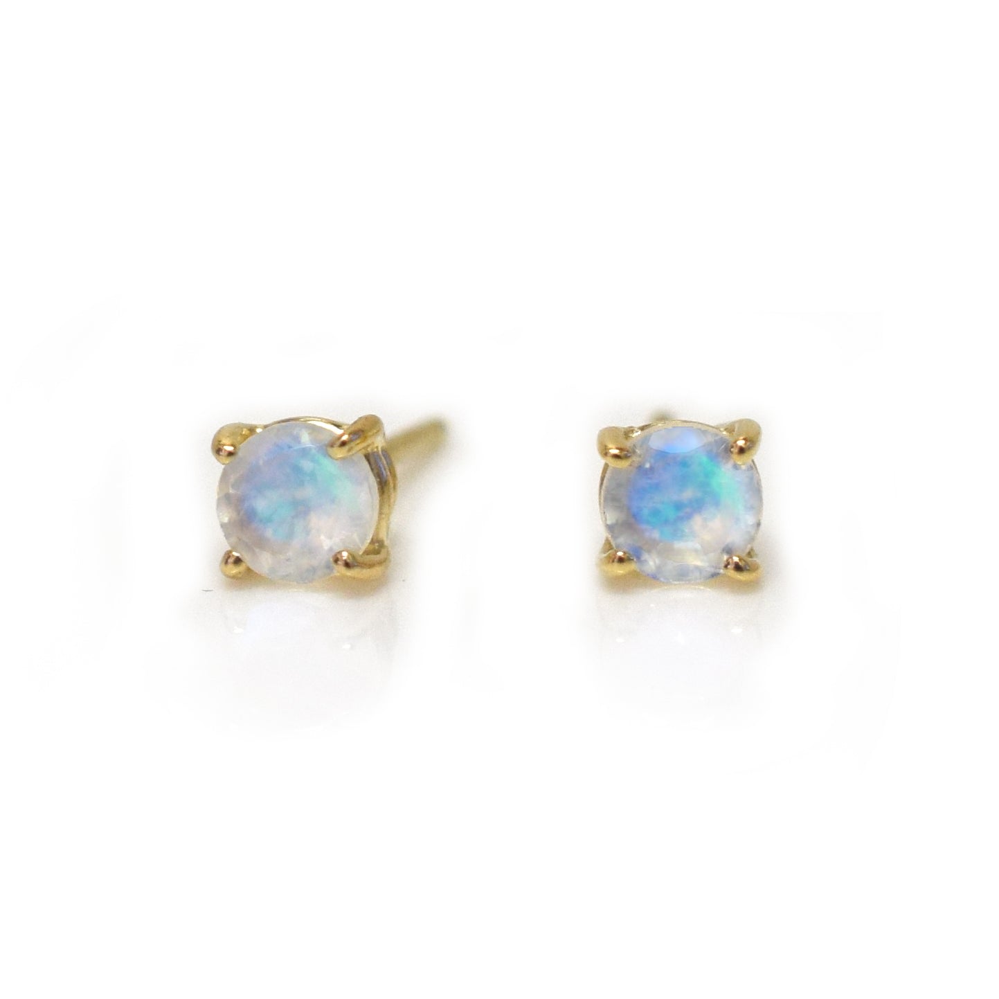 Women’s Solid 14Kt Gold Rainbow Moonstone Solo Studs *Online Exclusive* La Kaiser