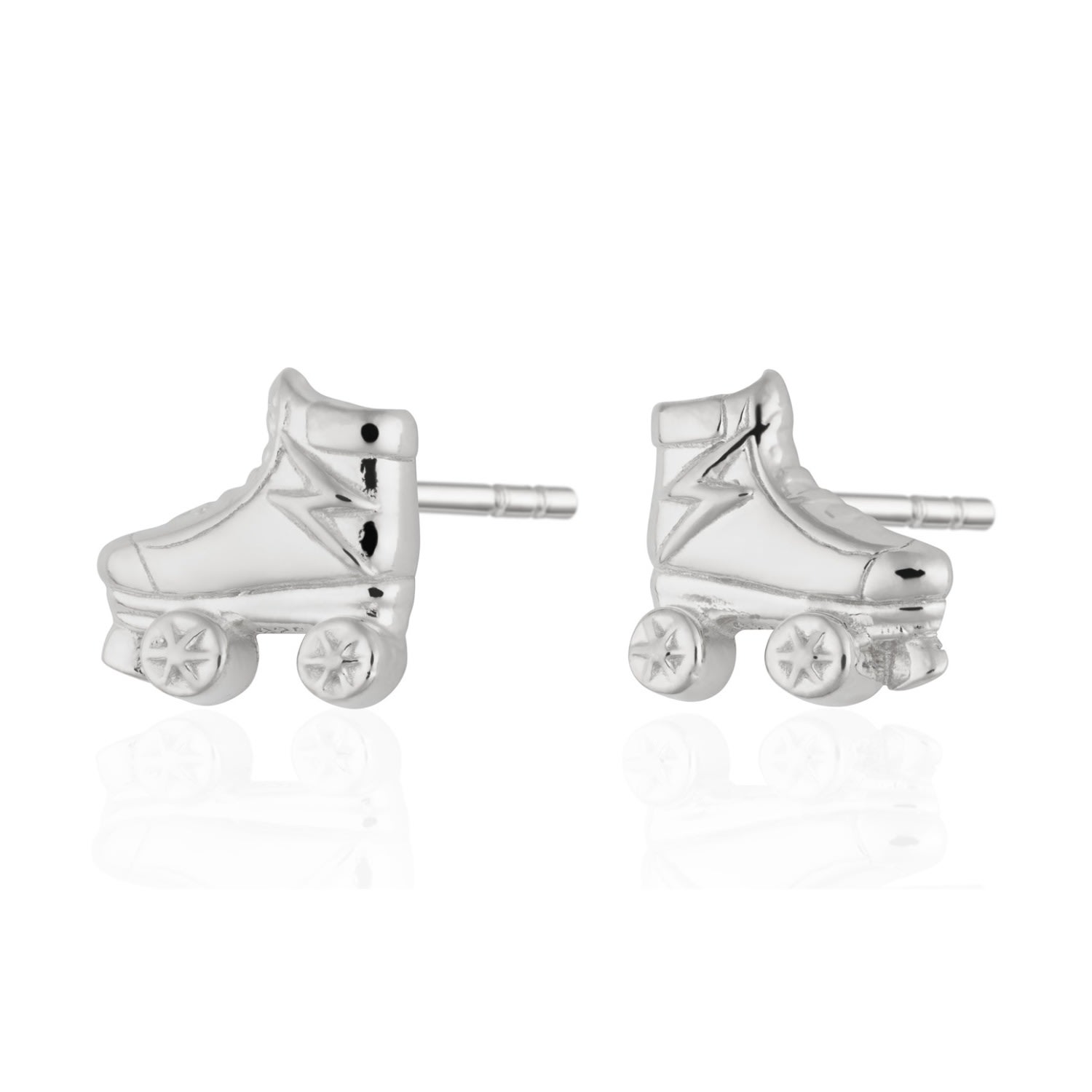 Women’s Silver Roller Skate Stud Earrings Scream Pretty