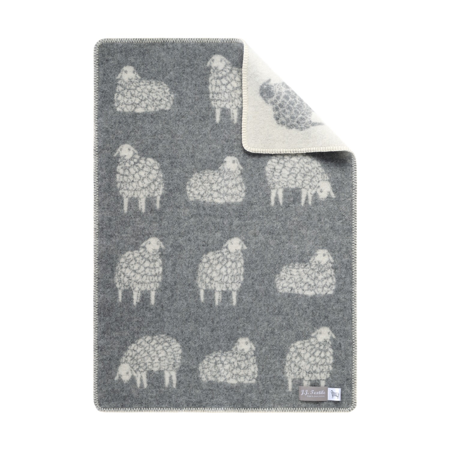 J.j.textile Grey Sheep Mima Little Wool Blanket In Gray