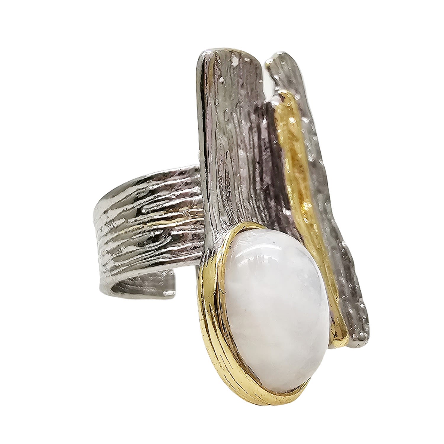 Farra Women's White Moonstone Setting Statement Ring