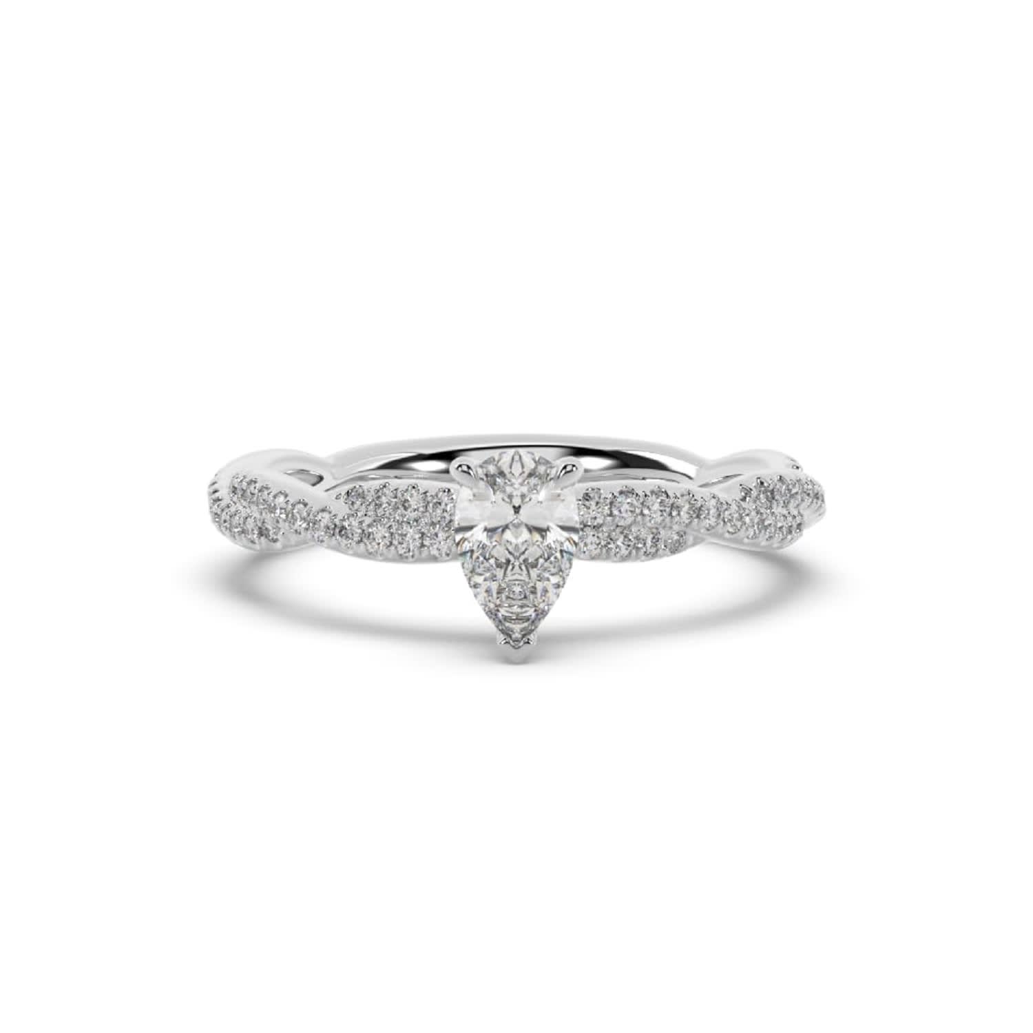 Artisan Women's White Gold With Pear Cut Lab Grown Cocktail Ring