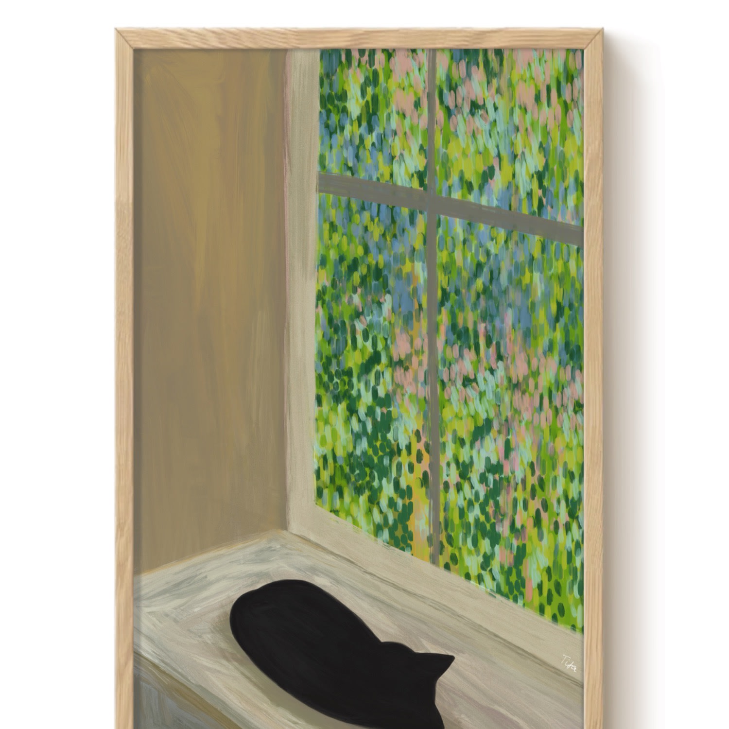 The Paper Tail Window Nap - Cat Art Print - Large