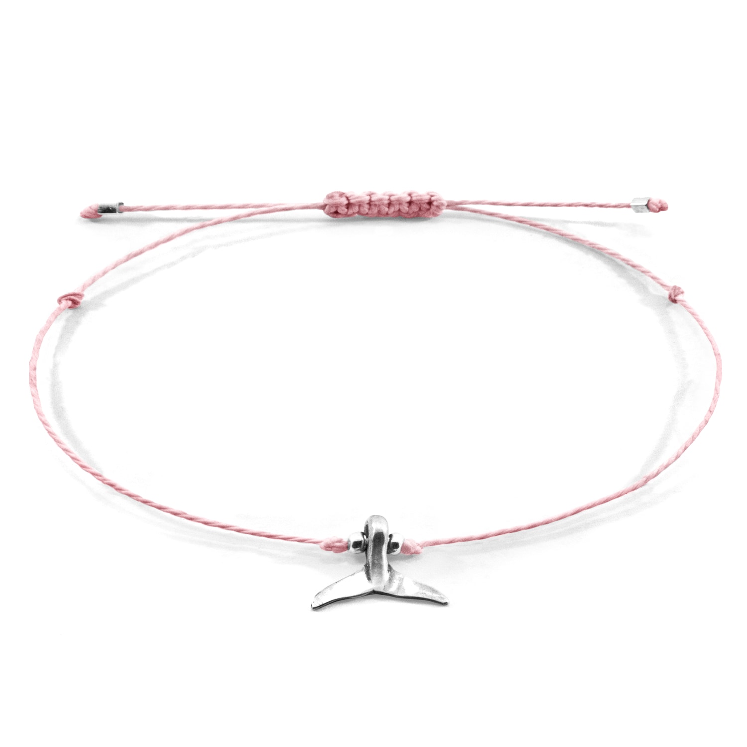 Anchor & Crew Women's Pink / Purple Pink Think Ocean Mini Whale Silver & Rope Macrame Bracelet