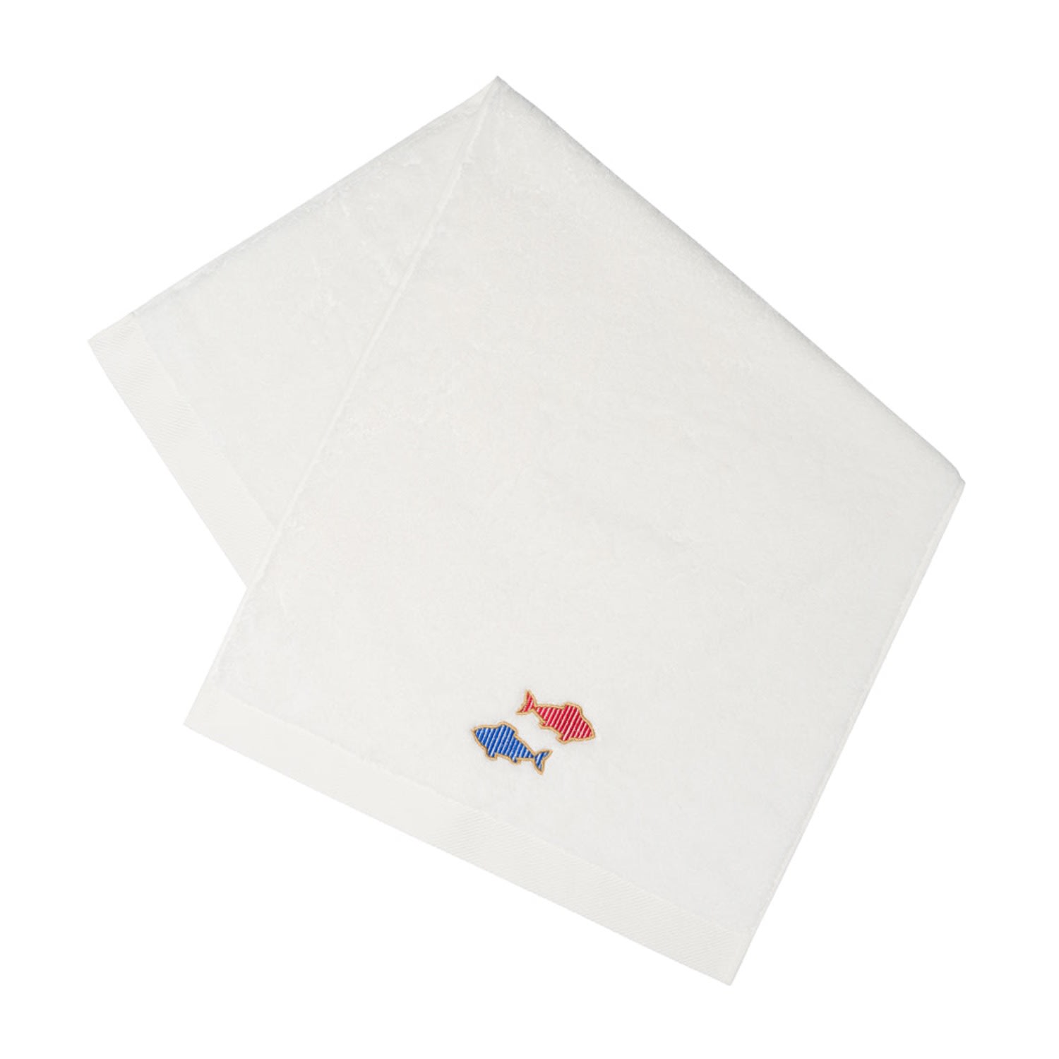 Km Home Collection White Fish Embroidery Face Towel In White