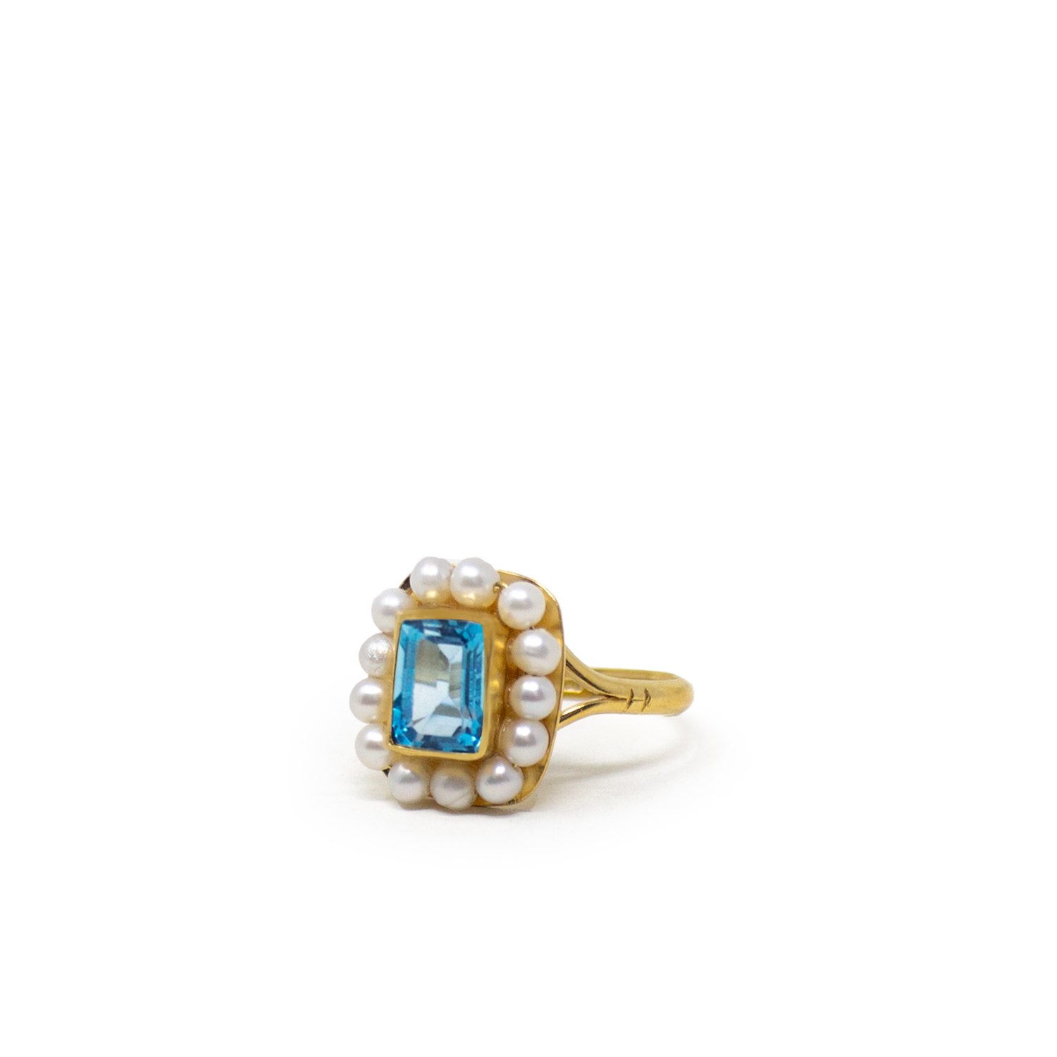 Women’s Blue / Gold Luccichio Sky Blue Topaz And Pearl Stacking Ring Vintouch Italy