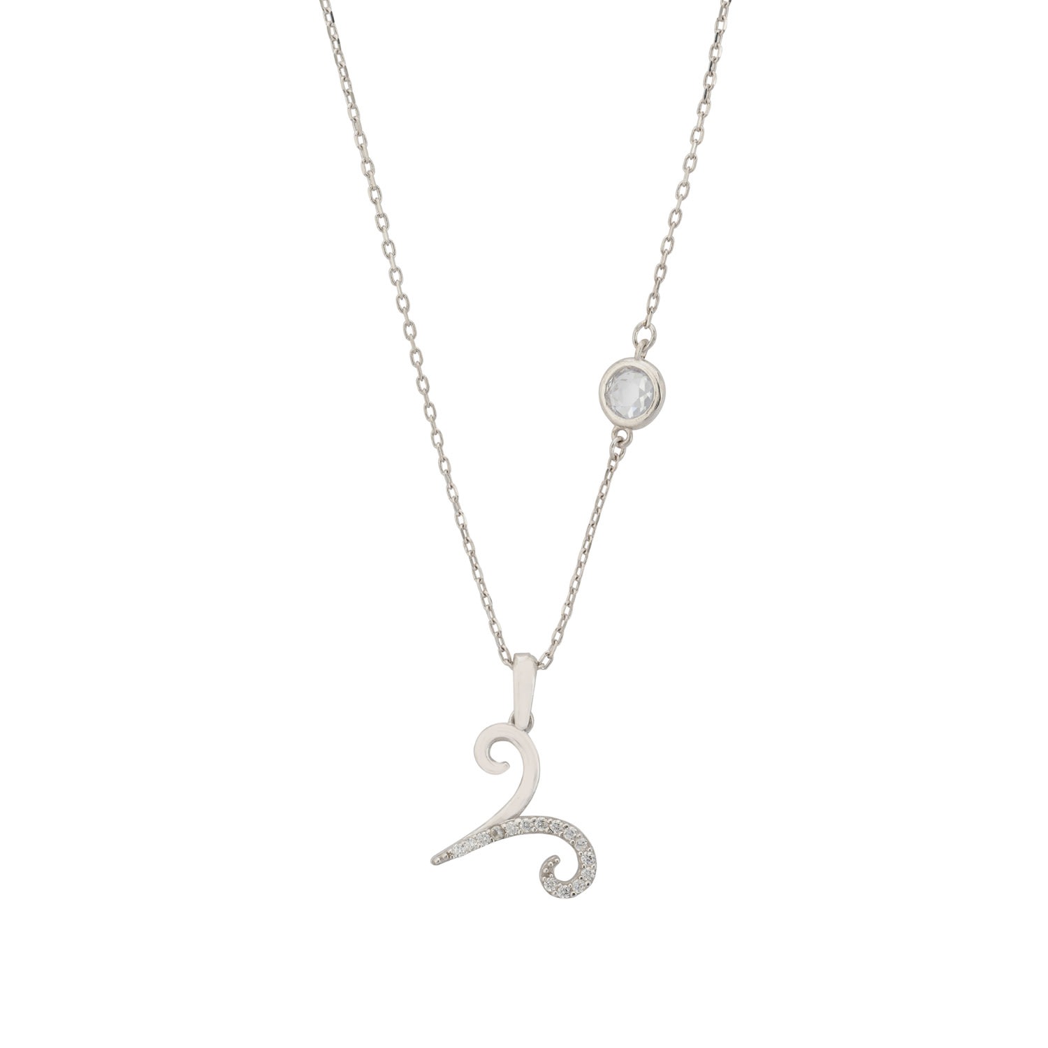 Latelita Women's White / Silver Zodiac Birthstone Aries Necklace Cubic Zirconia Silver In Multi