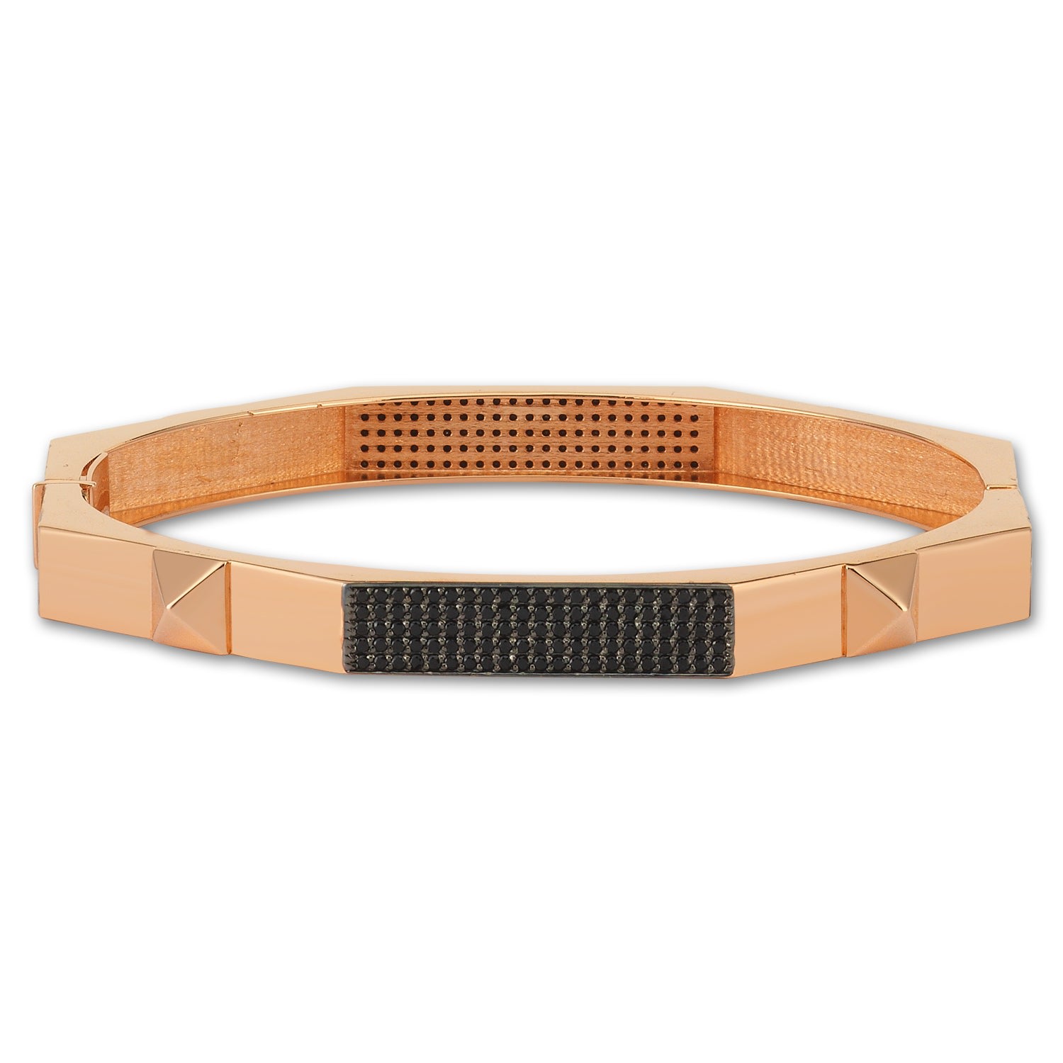 Dime Tribe Men's Rose Gold Pyramid Detail, Swarovski Bracelet In Gold