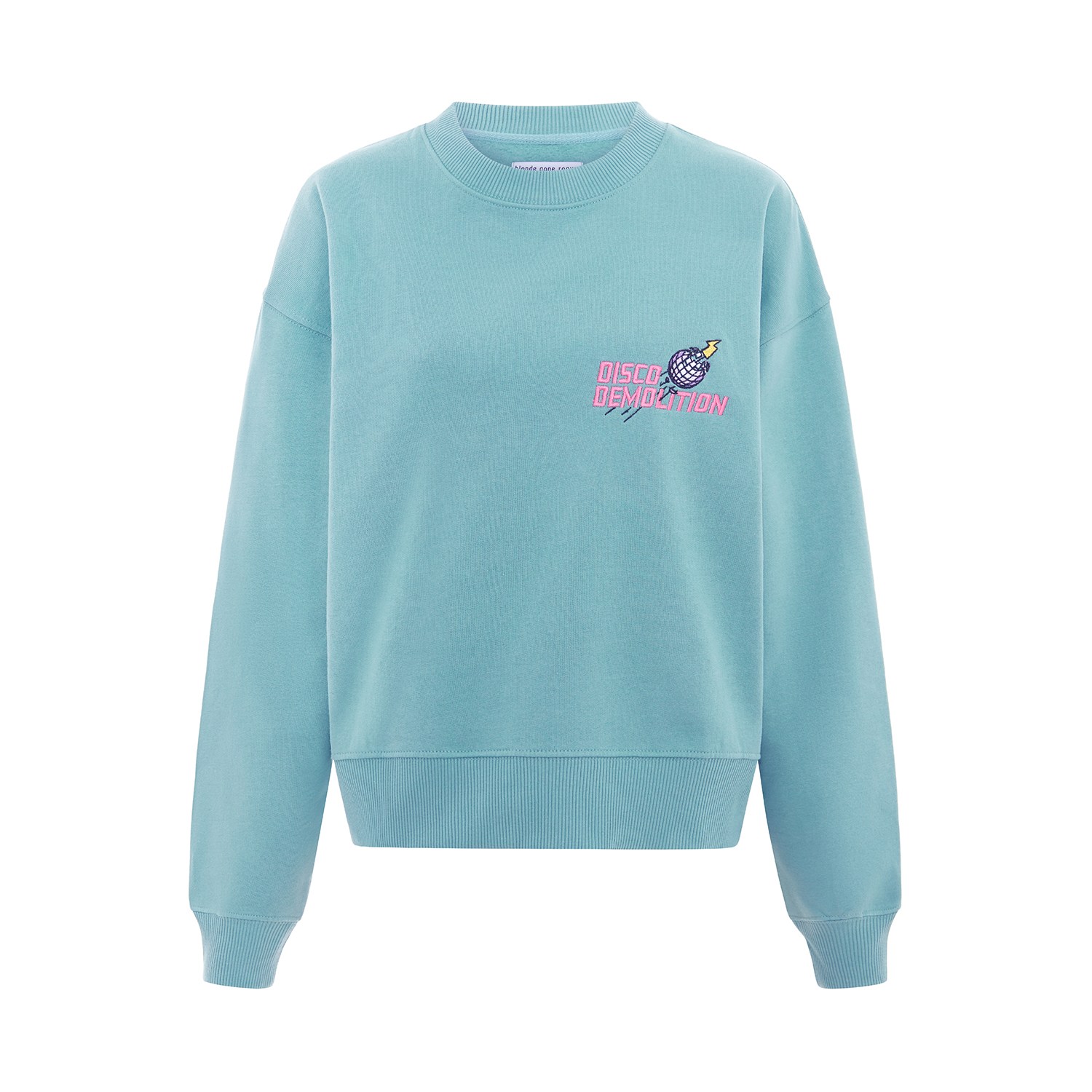 Blonde Gone Rogue Women's Disco Demolition Embroidery Organic Cotton Sweatshirt In Light Green In Green