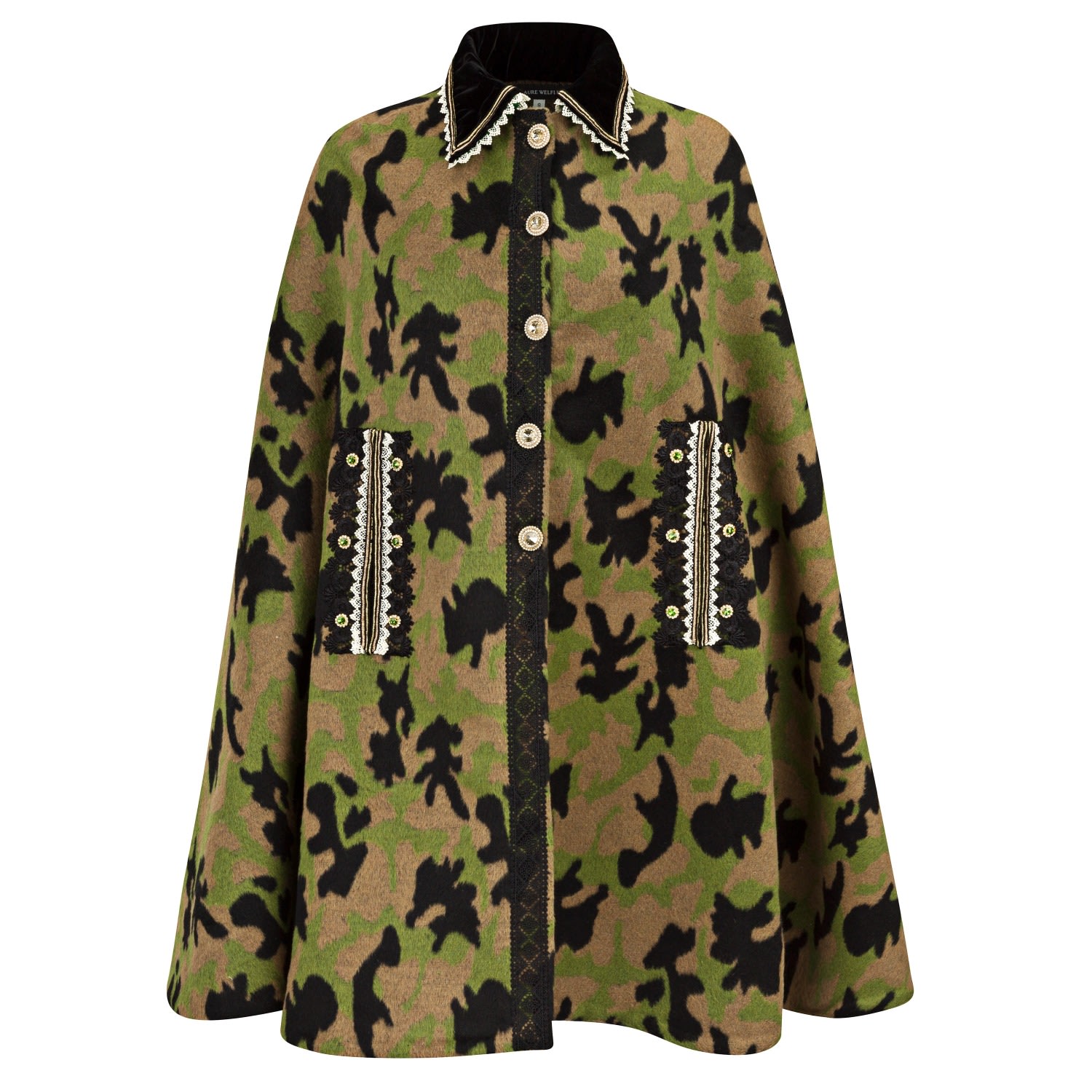 Boutique Kaotique Women's Brown / Green / Black Camo Cape In Brown/green/black