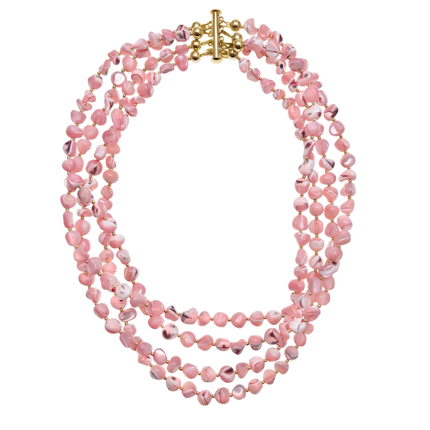Farra Women's Pink / Purple Ocean's Beauty Multi-layered Pink Shells Necklace
