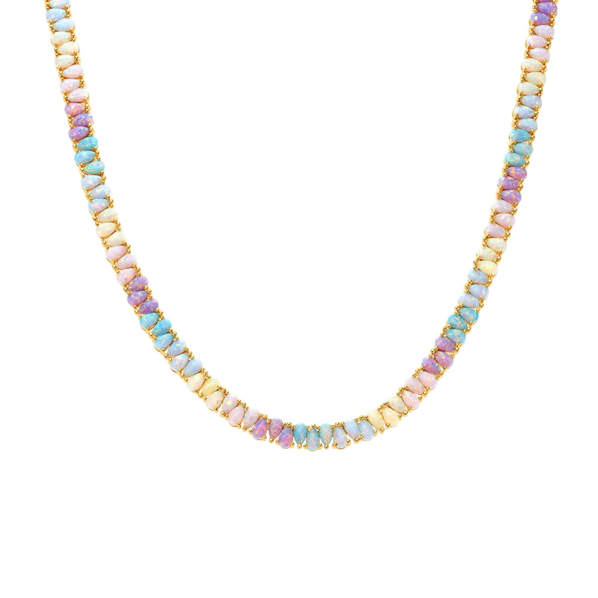 La Kaiser Women's Gold Opal Dancing Dreams Tennis Necklace