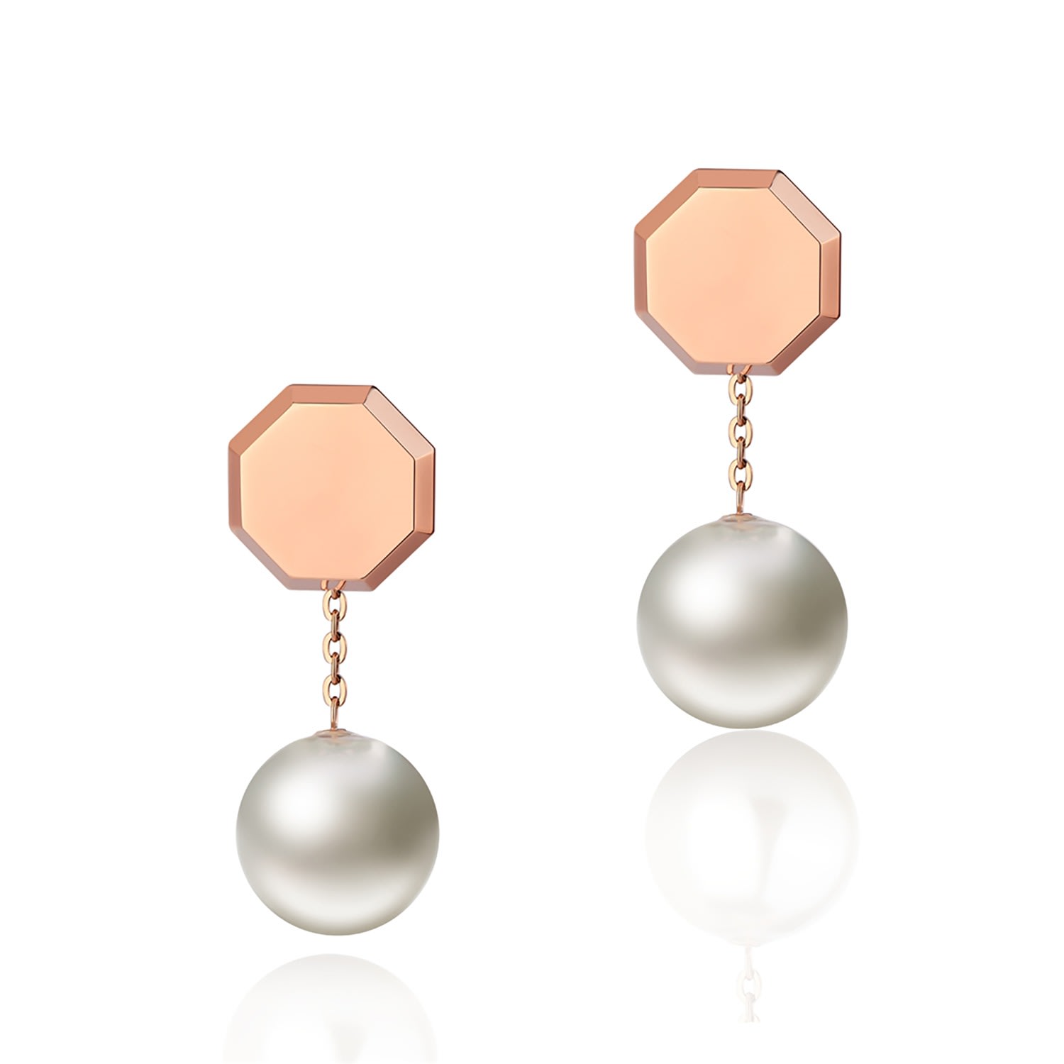 Women’s Okto Stud Hanging Pearl Earrings - Rose Gold Klasse14