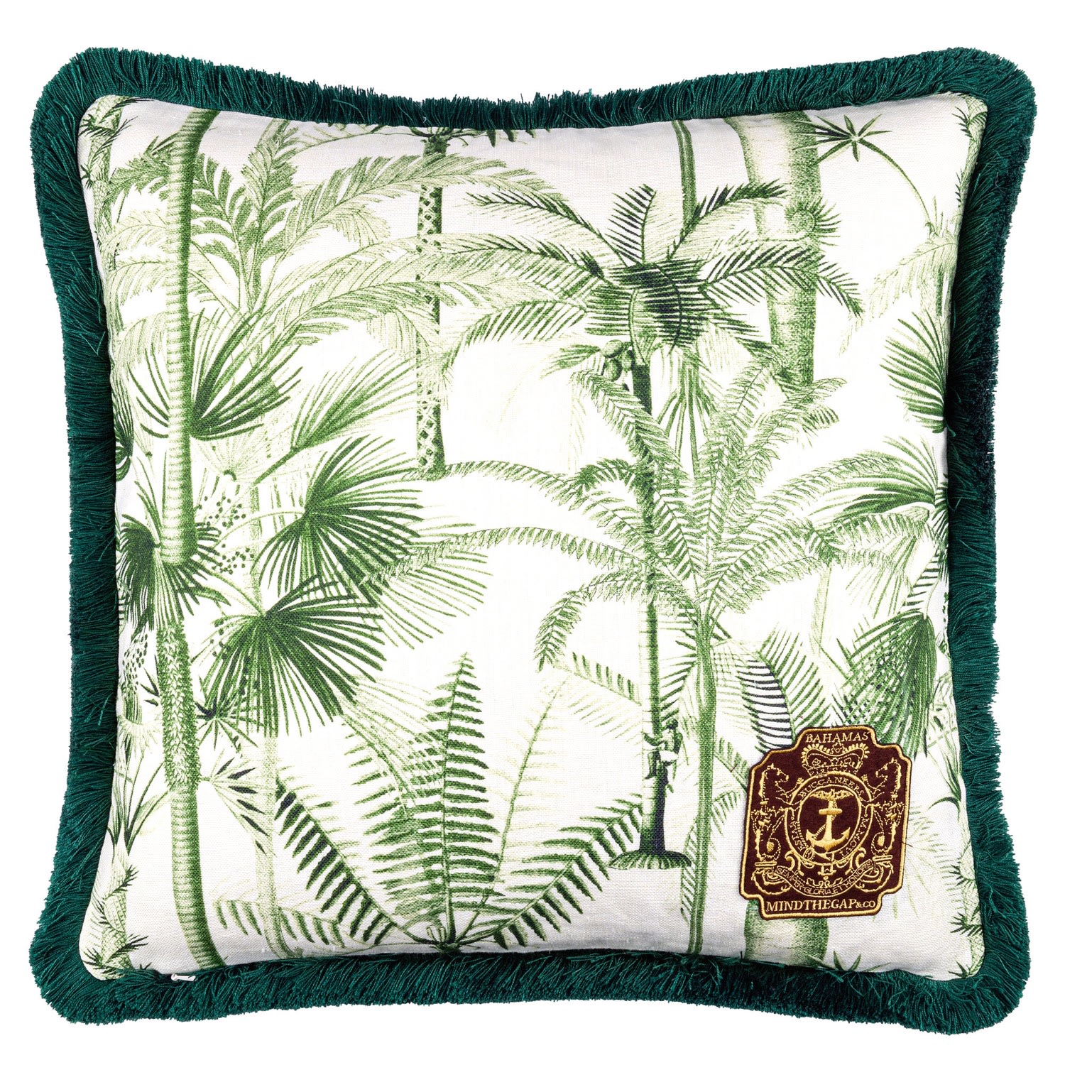 Green / White Palmera Cubana Linen Cushion By Mindthegap