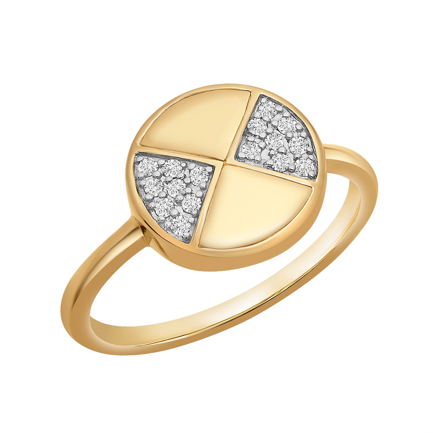 Women’s Cara Half Pave Diamond Circle Ring - Yellow Gold Miki & Jane