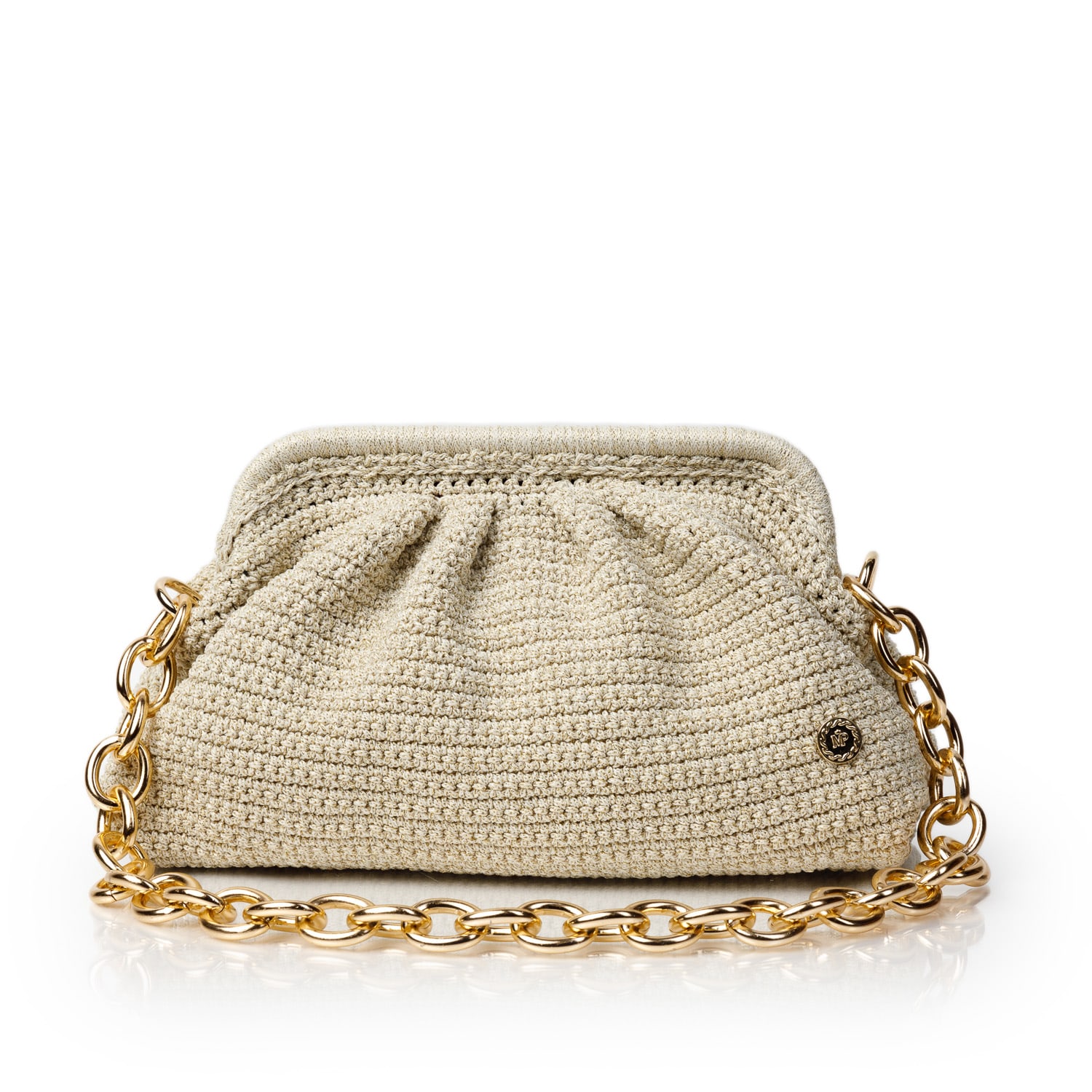 Miss Polyplexi Women's Neutrals Basilica Sparkling Ivory Crochet Shoulder Bag