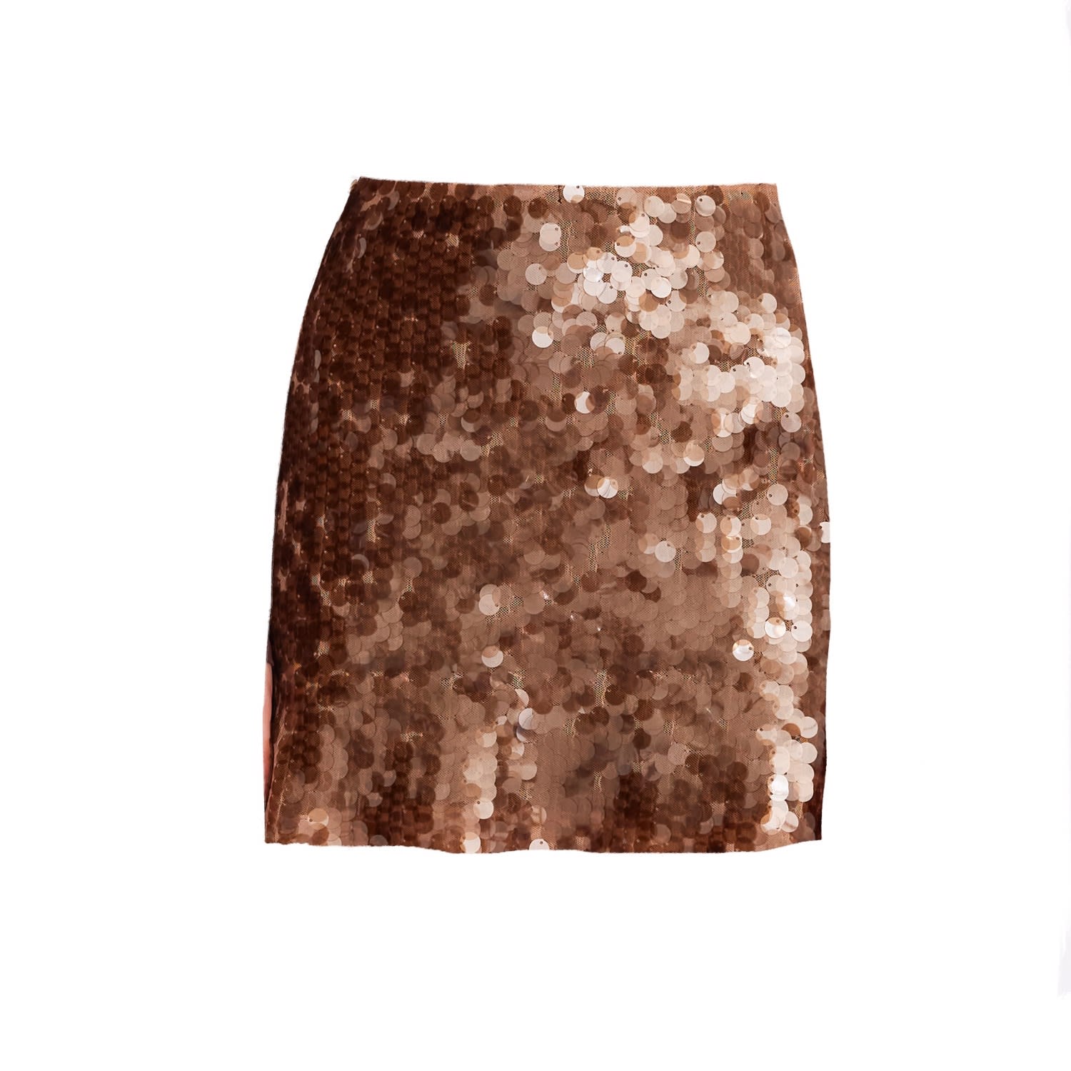 Mirimalist Women's Brown Sepia Sequin Mini Skirt In Brown