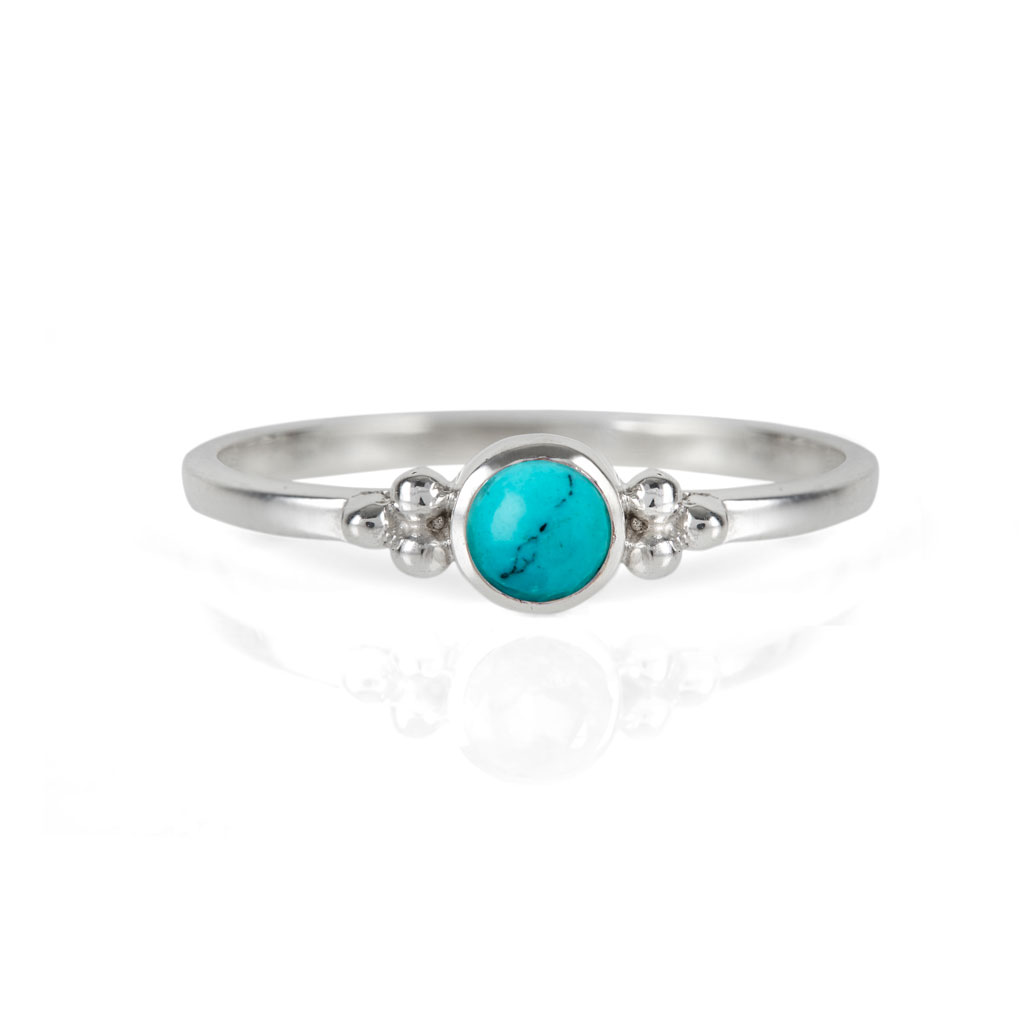 Women’s Green Holi Jewel Silver Stacking Ring - Turquoise Charlotte’s Web Jewellery