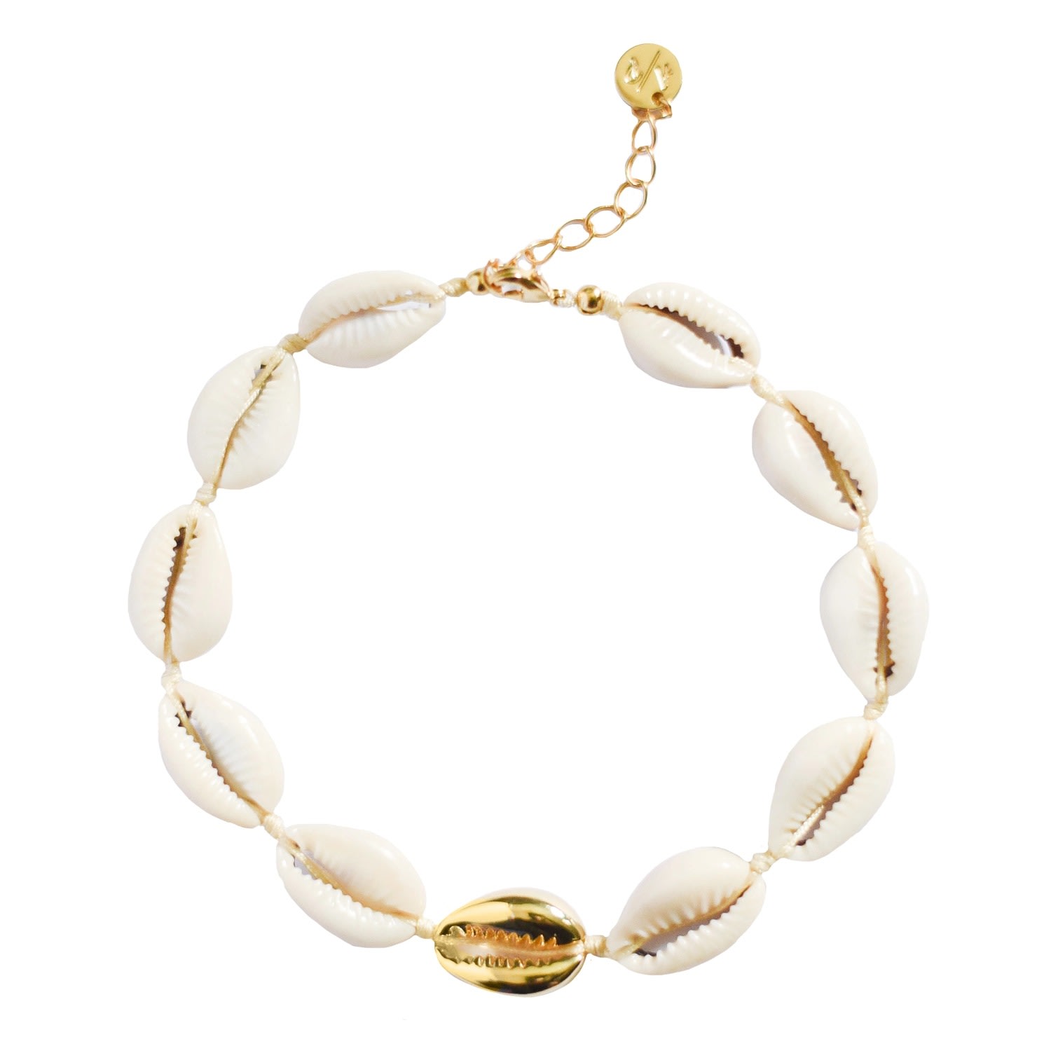 Adriana Pappas Designs Women's White Single Mini Shell Anklet - Gold Filled