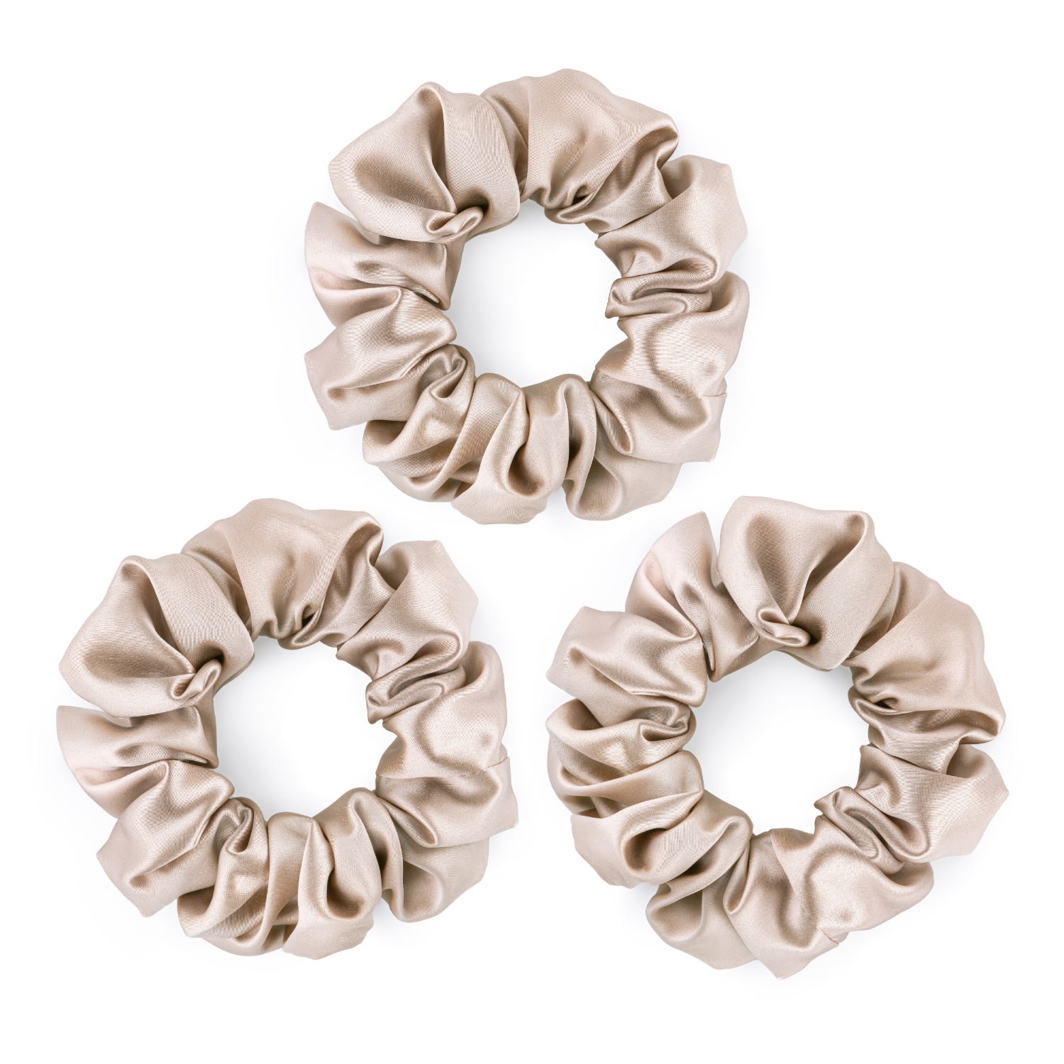 Women’s Neutrals Pack Of 3 Silk Scrunchies - Caramel Silk Works London