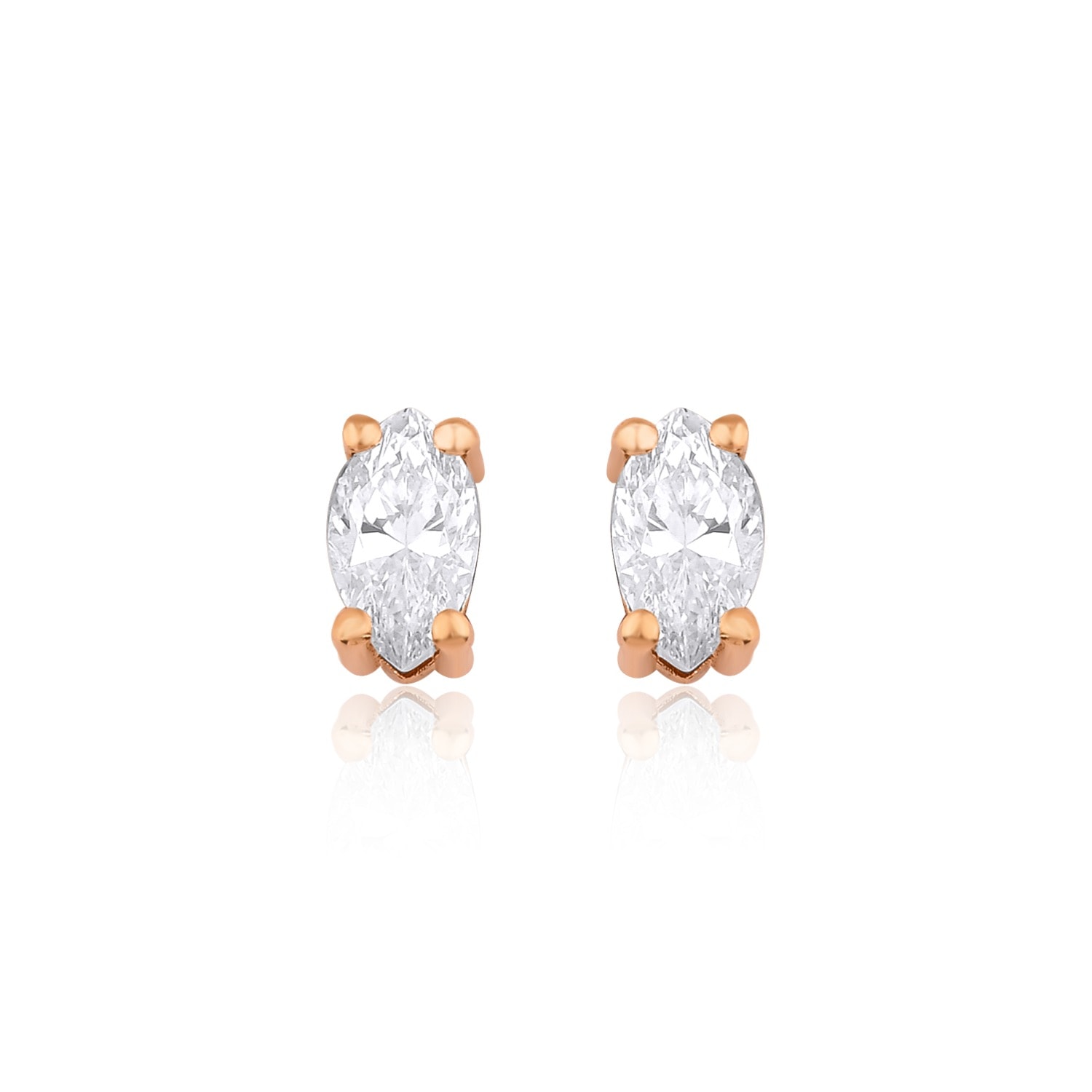Melez Mini Atelier Women's White / Gold / Rose Gold Diamond Drop Earrings - Solid Rose Gold With Diamonds