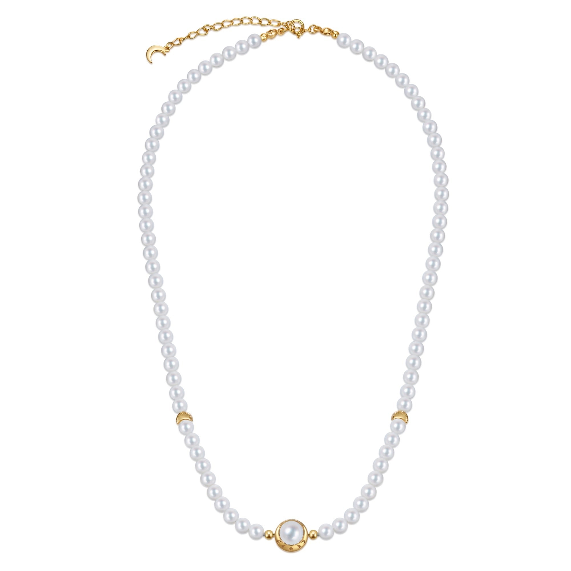 Aurozia Women's Gold Moonlit Halo / Lunar Phase& Moon Pearl Necklace In Gold